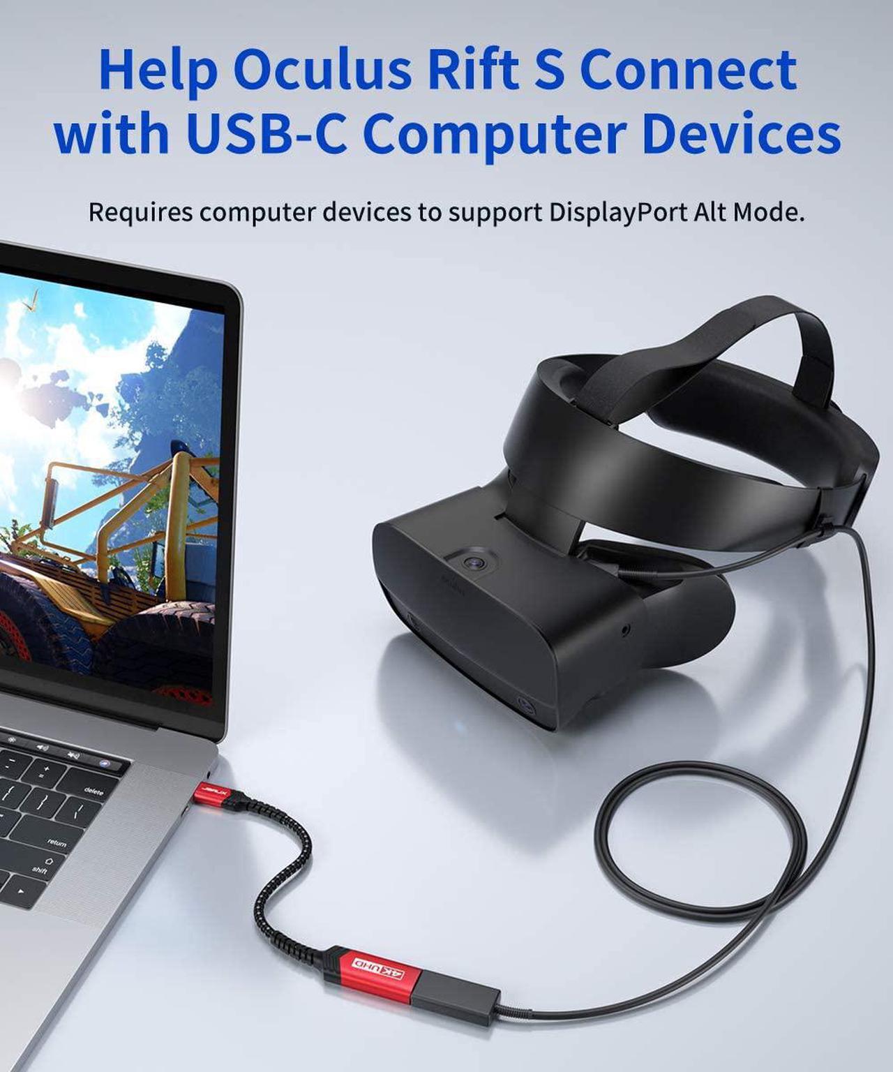 Alt view image 3 of 7 - USB Type C to DisplayPort Adapter 4K@60Hz C to Display Port Cable Compatible with MacBook Pro 2019 2018 Surface Book  XPS  Galaxy S21 S20 Note 20-Red