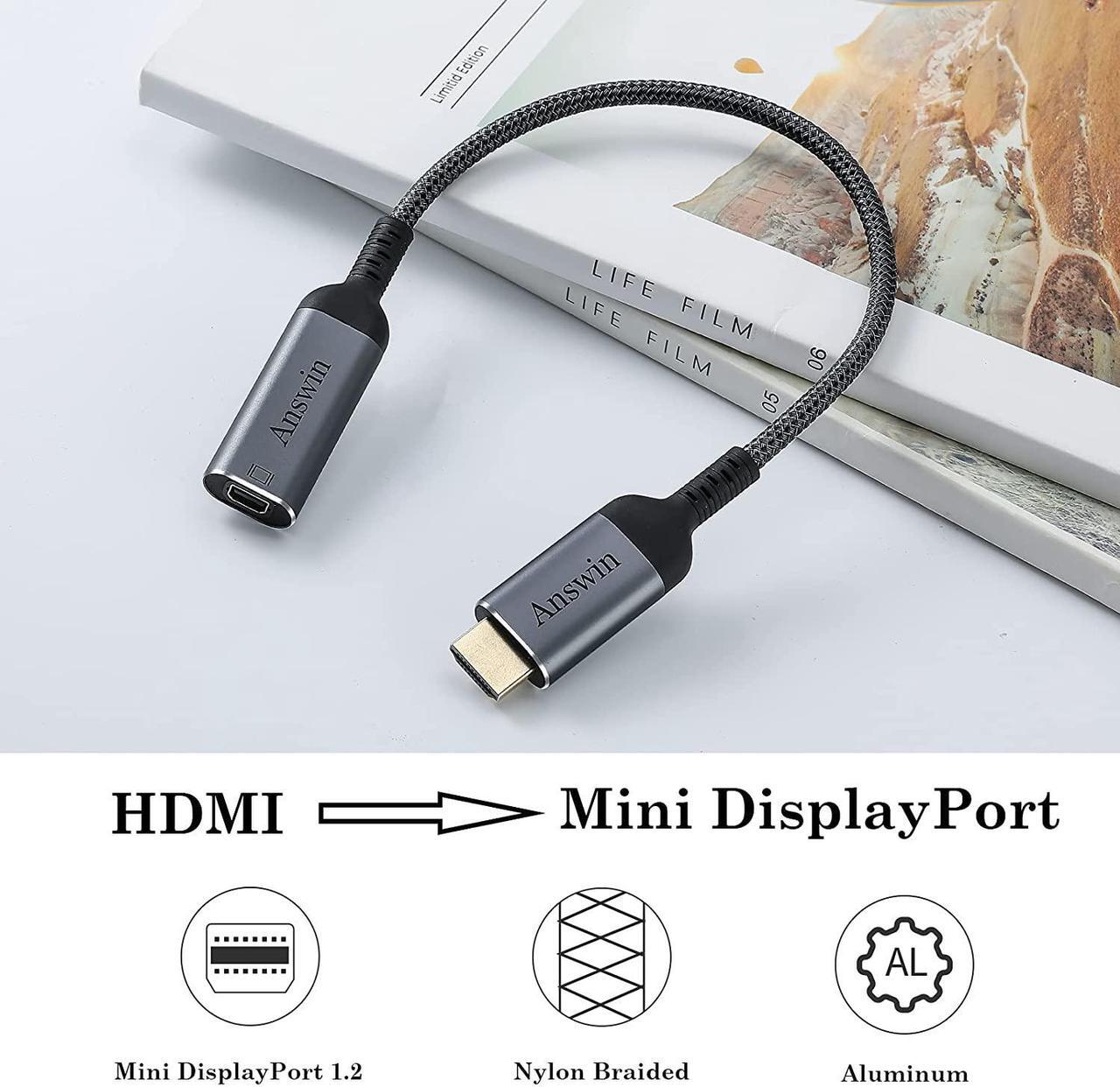 Alt view image 7 of 7 - HDMI to Mini DisplayPort Adapter 4K HDMI to Mini DisplayPort Active HDMI 1.4 Source for Xbox One/360 Mac Mini PC/Laptops to Mini DP 1.2 Out Monitor with DisplayPort/Mini DisplayPort