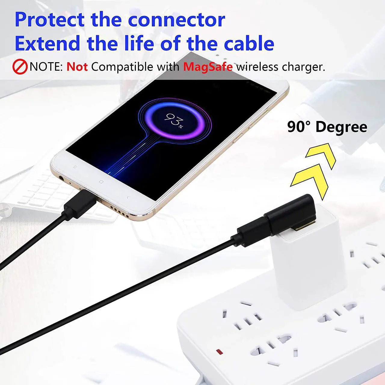 Alt view image 3 of 7 - 90 Degree USB C to USB A Adapter Right Angle & Left Angle USB A 3.0 Male to USB Type C 3.1 Female Connector for Laptops Wall Chargers Power Banks(2-Pack)
