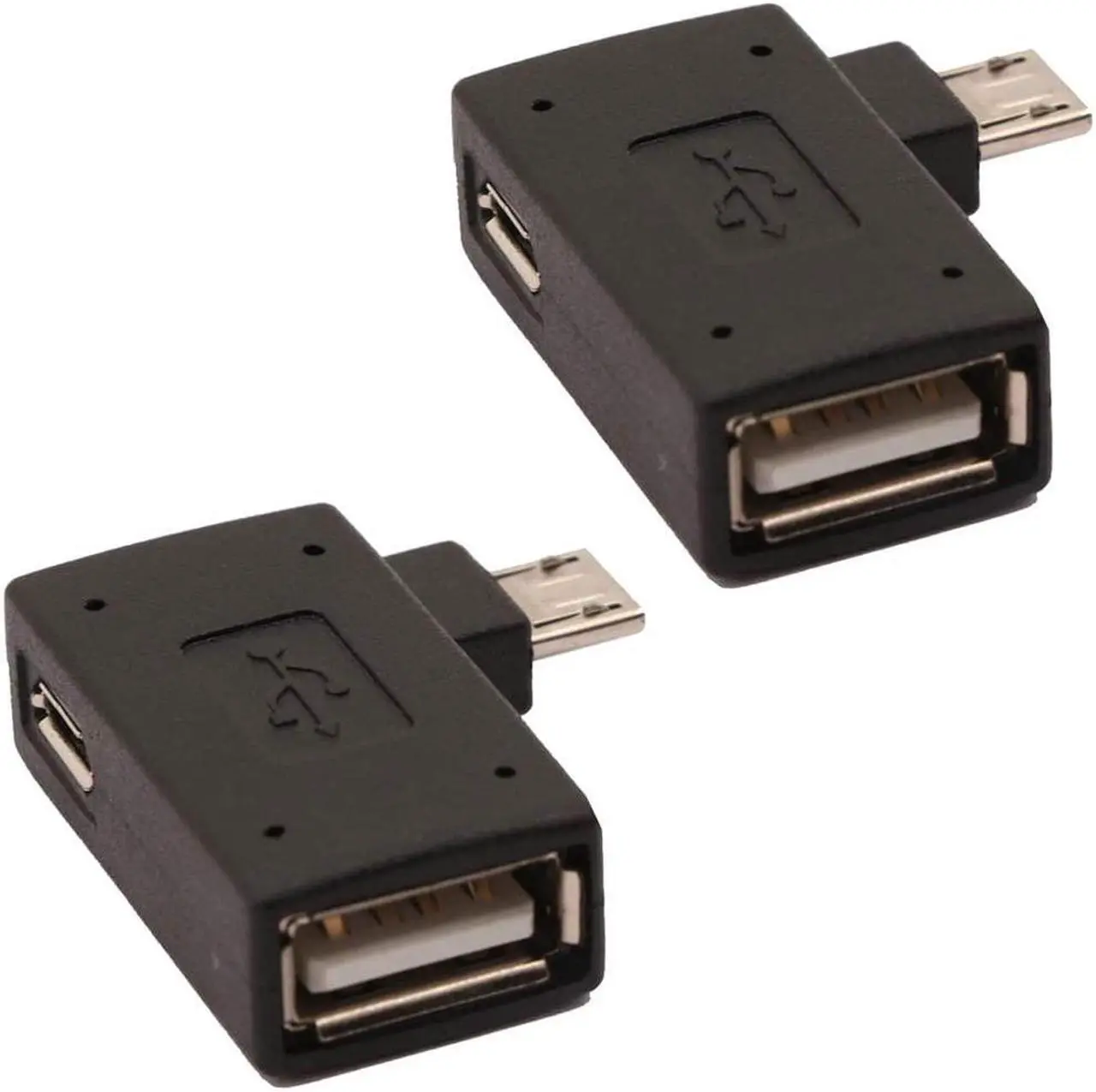 Main image of 2-in-1 Powered Micro USB to USB OTG Adapter 90 Degree Right Angled for FireStick S/NES Classic Mini Sega Genesis and More - 2 Pack