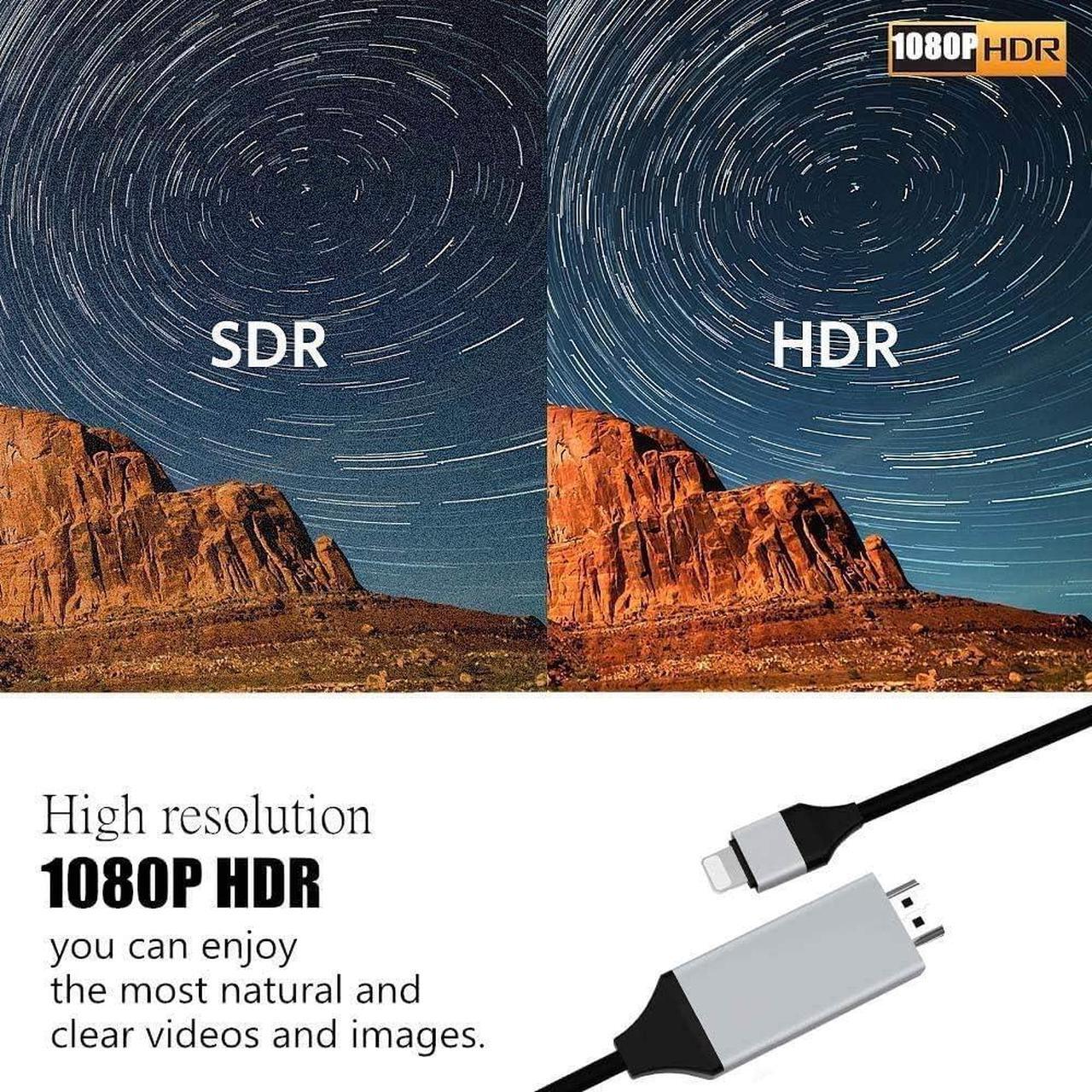 Alt view image 4 of 7 - [Apple MFi Certified HDMI Adapter] Lightning to HDTV Adapter Cable (6.6FT-Black) Compatible with iPhone 13 12 11 Pro SE Xs XR X 8 7 iPad iPod Sync Screen on HDTV/Projector/Monitor -No Need Power
