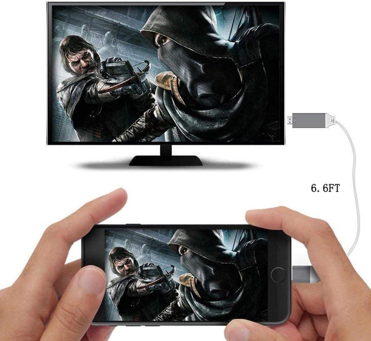 Alt view image 5 of 7 - [Apple MFi Certified HDMI Adapter] Lightning to HDTV Adapter Cable (6.6FT-Black) Compatible with iPhone 13 12 11 Pro SE Xs XR X 8 7 iPad iPod Sync Screen on HDTV/Projector/Monitor -No Need Power