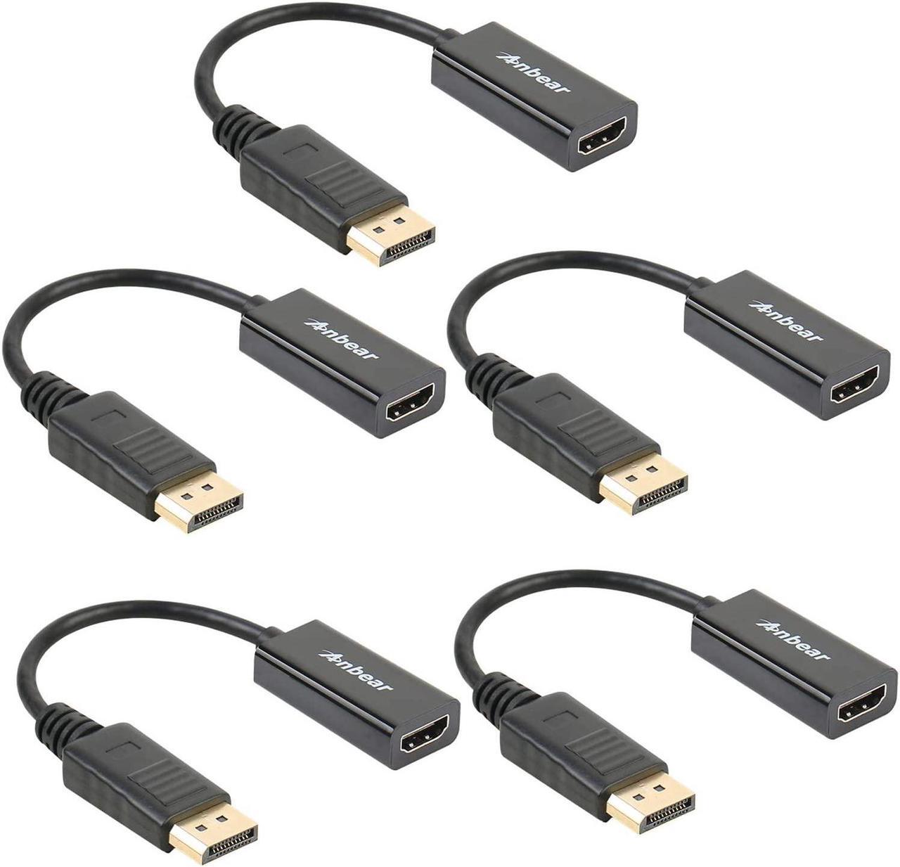 Main image of DisplayPort to HDMI Adapter Display Port to HDMI Cable(Male to Female) for DisplayPort Enabled Desktops and Laptops Connect to HDMI Displays (5PACK