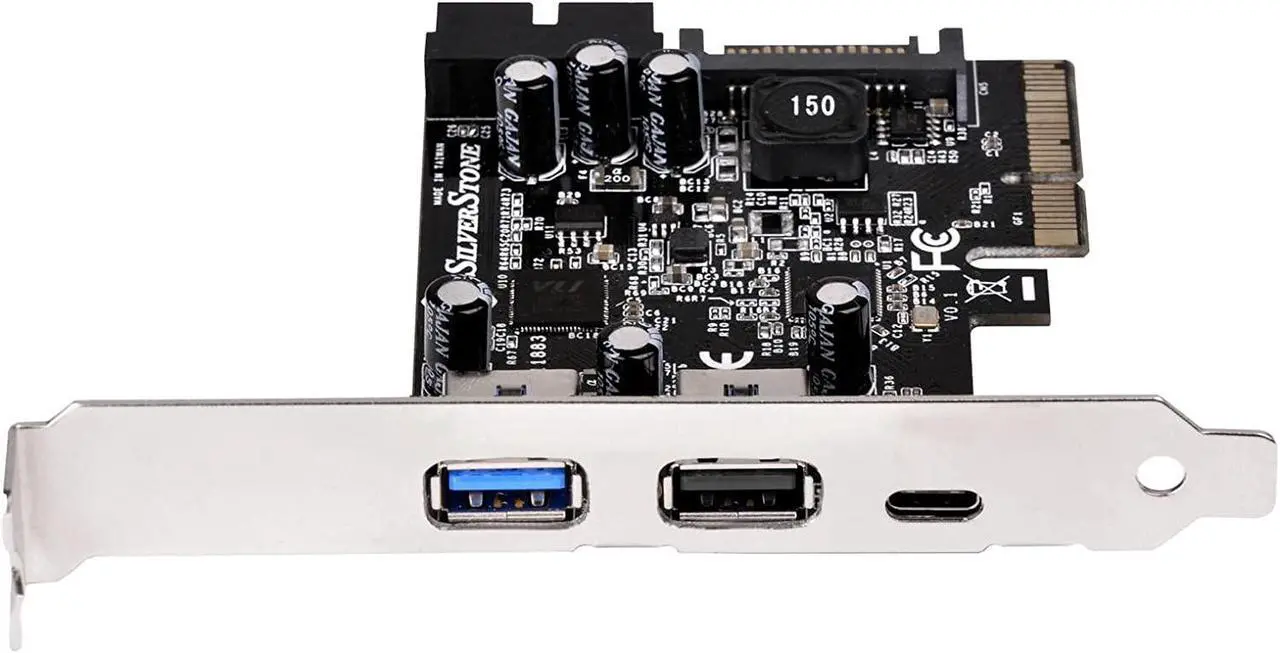 Alt view image 2 of 9 - 5 ports USB 3.1+3.0 combo PCIe Gen2 x 2 card, 1 port USB 3.1 Gen2 10Gbps Type C and 2 ports USB 3.0 Type A + 2 ports internal 19pin USB 3.0