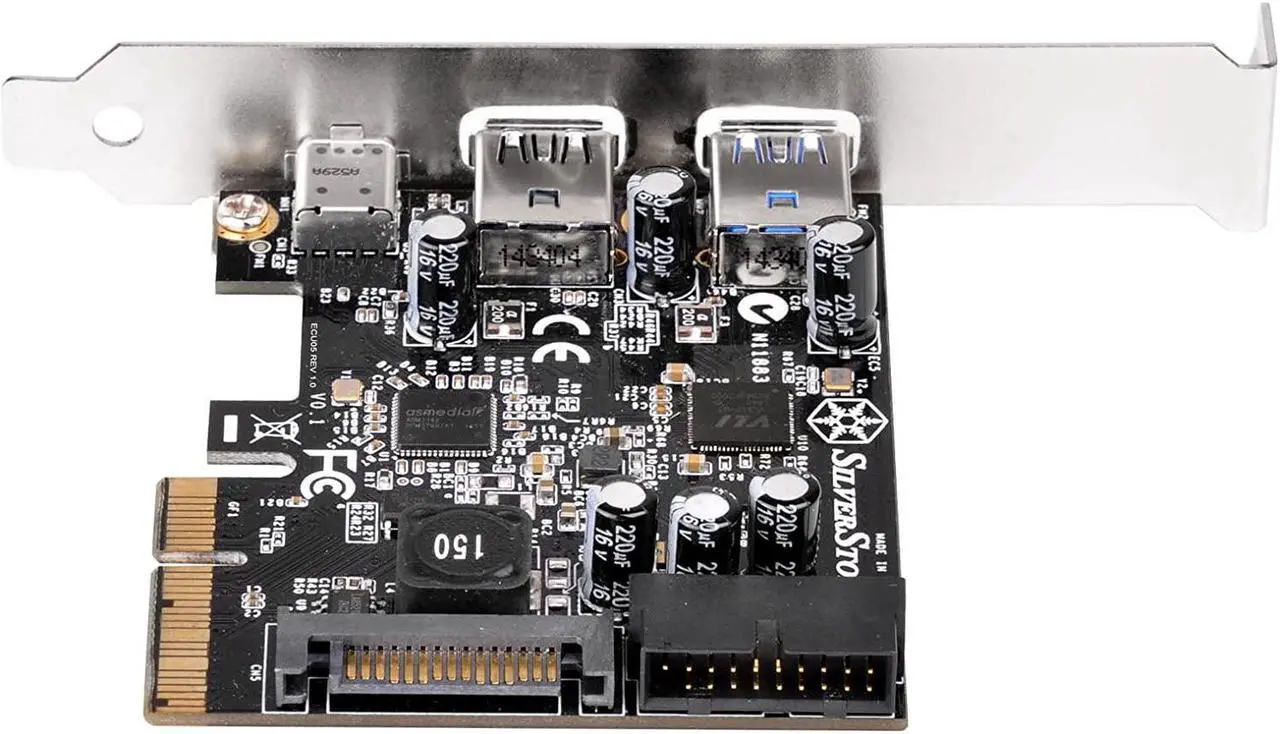 Alt view image 5 of 9 - 5 ports USB 3.1+3.0 combo PCIe Gen2 x 2 card, 1 port USB 3.1 Gen2 10Gbps Type C and 2 ports USB 3.0 Type A + 2 ports internal 19pin USB 3.0