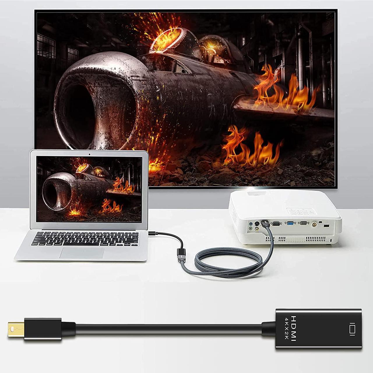 Alt view image 5 of 7 - Pasow Mini DisplayPort to HDMI Adapter, Mini DP Thunderbolt to HDMI Converter 4K Compatible for MacBook Air / Pro,UHD Monitor / TV / Projector (Black)