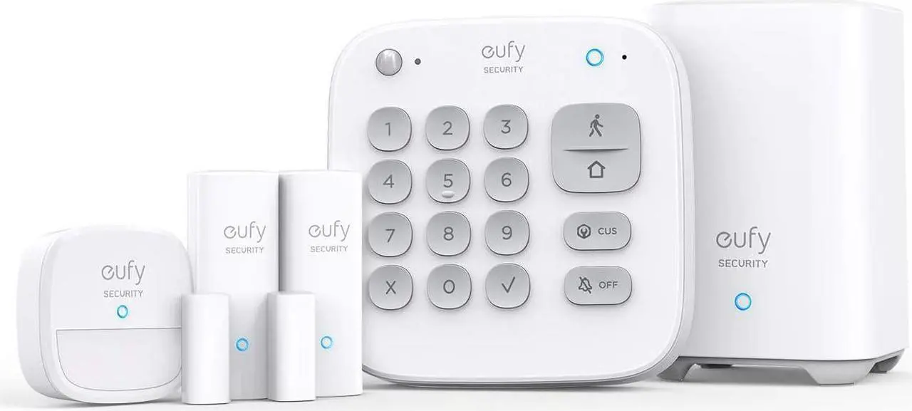 Main image of eufy Security 5-Piece Home Alarm Kit, Home Security System, Keypad, Motion Sensor, 2 Entry Sensors, Home Alarm System, Control from The App, Links with eufyCam, Optional 24/7 Protection Service
