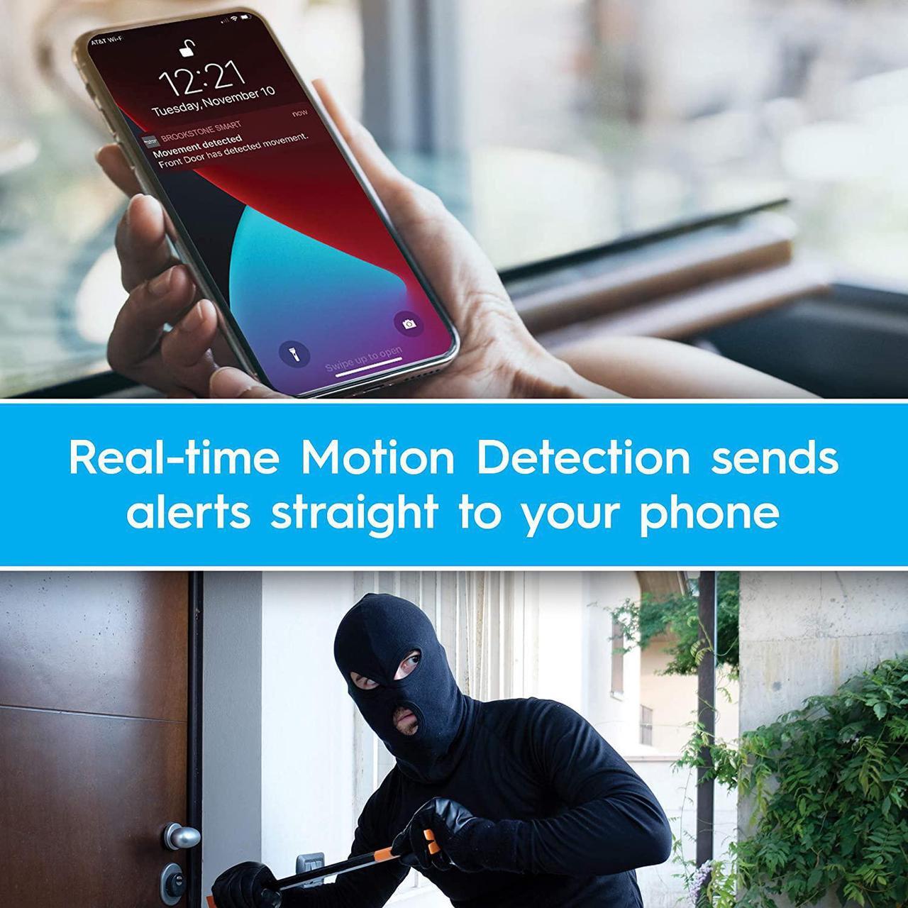Alt view image 6 of 7 - Brookstone Tilt and Pan WiFi Camera, White - Smart Home Security System with Night Vision, Motion Detector, Audio Speaker, Android/iOS App, and Live HD Video Feed