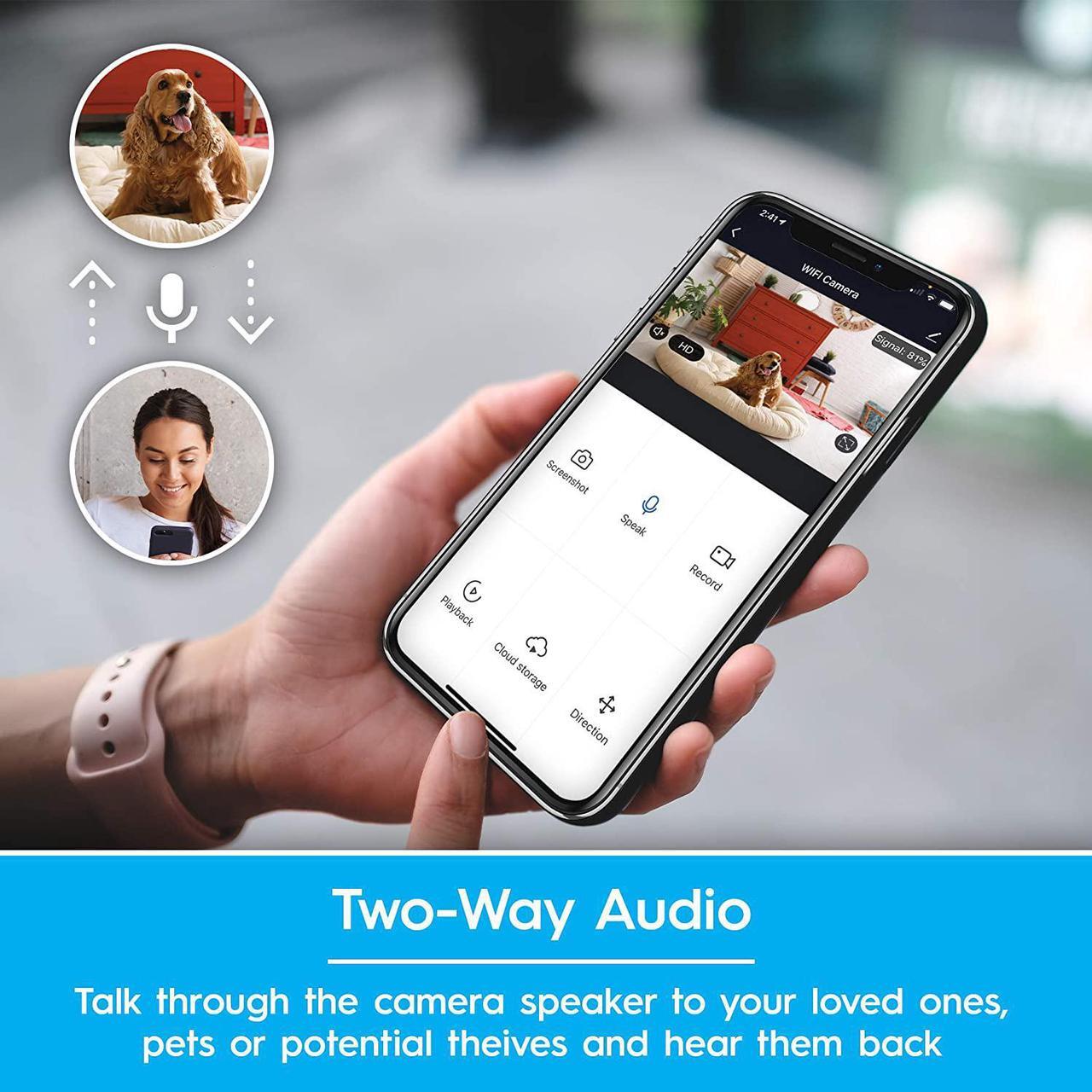 Alt view image 7 of 7 - Brookstone Tilt and Pan WiFi Camera, White - Smart Home Security System with Night Vision, Motion Detector, Audio Speaker, Android/iOS App, and Live HD Video Feed