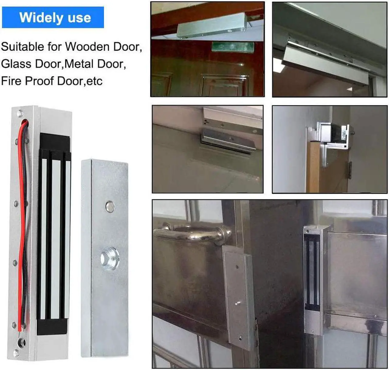 Alt view image 5 of 7 - LEXI Complete Electric Door Lock Set, Metal Case RFID Keypad + 180KG/380lbs Magnetic Door Lock with Power Supply, Exit Button and 10pcs RFID Key fobs, for Wooden Door Metal Door Lock Glass Door