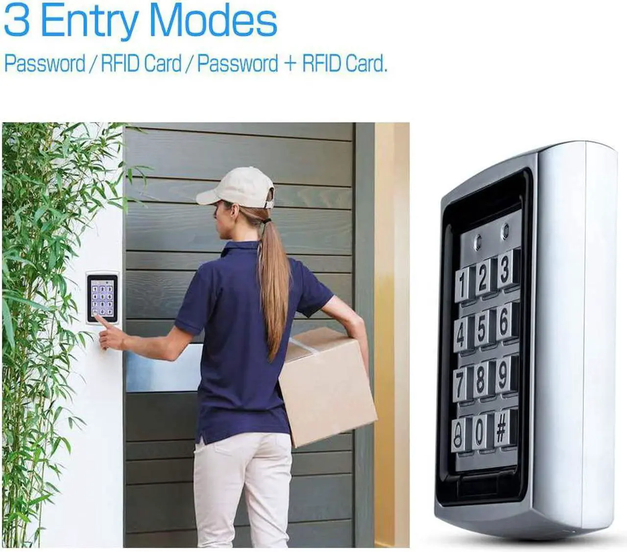 Alt view image 4 of 7 - LEXI Complete Electric Door Lock Set, Metal Case RFID Keypad + 180KG/380lbs Magnetic Door Lock with Power Supply, Exit Button and 10pcs RFID Key fobs, for Wooden Door Metal Door Lock Glass Door