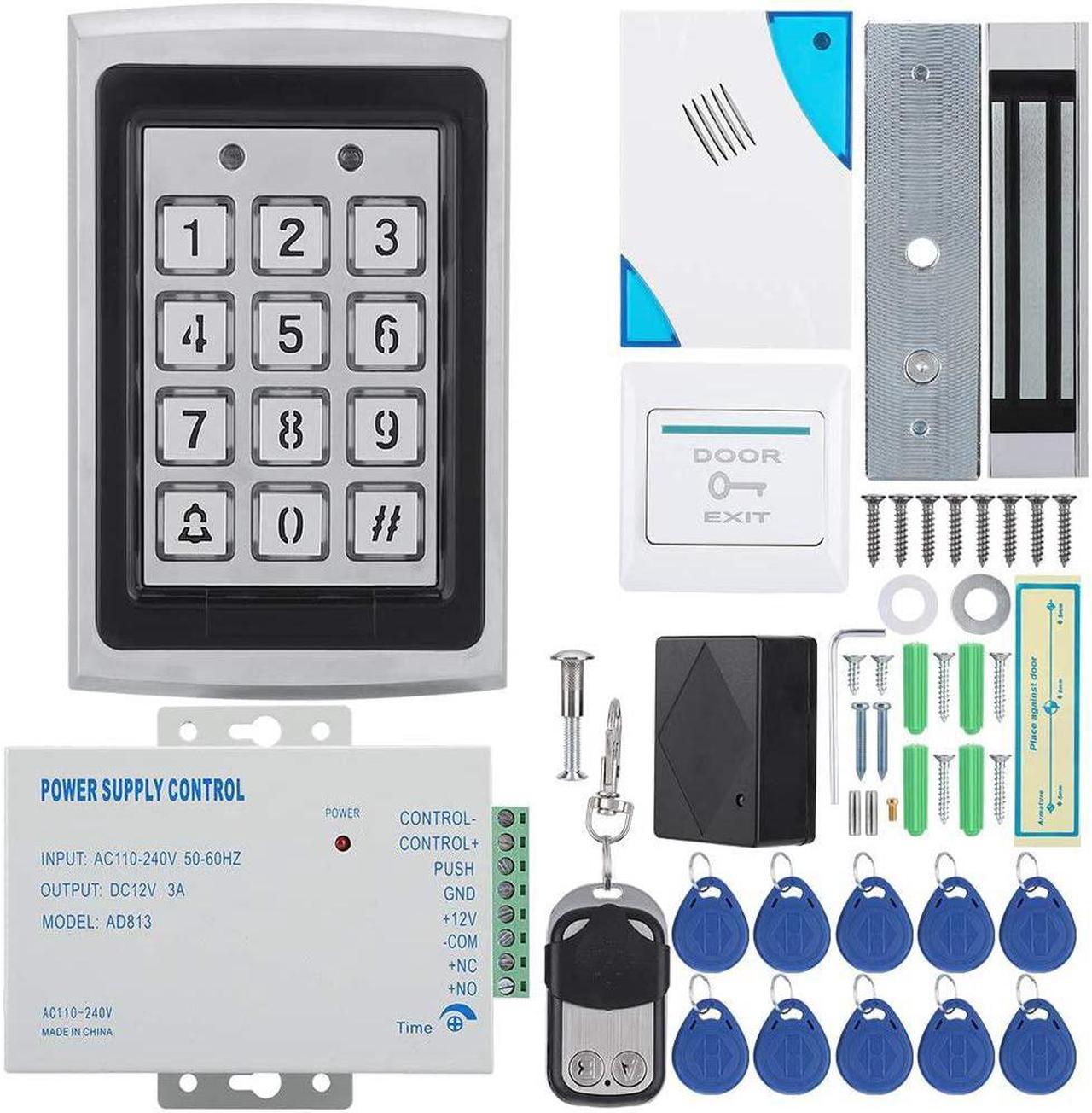 Caredy Door Access Control System Kit, Home Security System with 280kg 620LB Electric Magnetic Door Lock Access Control 125KHz Cards+Passwords+Cards and Passwords Door Security System Kit