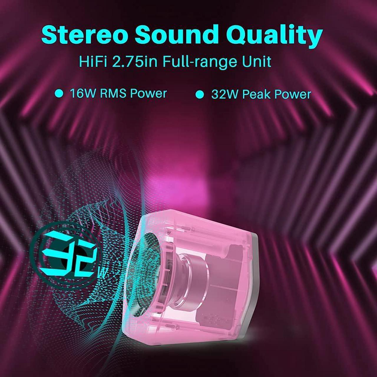 Alt view image 3 of 7 - Edifier G2000 32W PC Computer Speakers for Gaming Desktop PC Laptop Mac Computer Woofer Speakers Bluetooth USB 3.5mm AUX Inputs RGB Lights Multimedia Speakers Pink