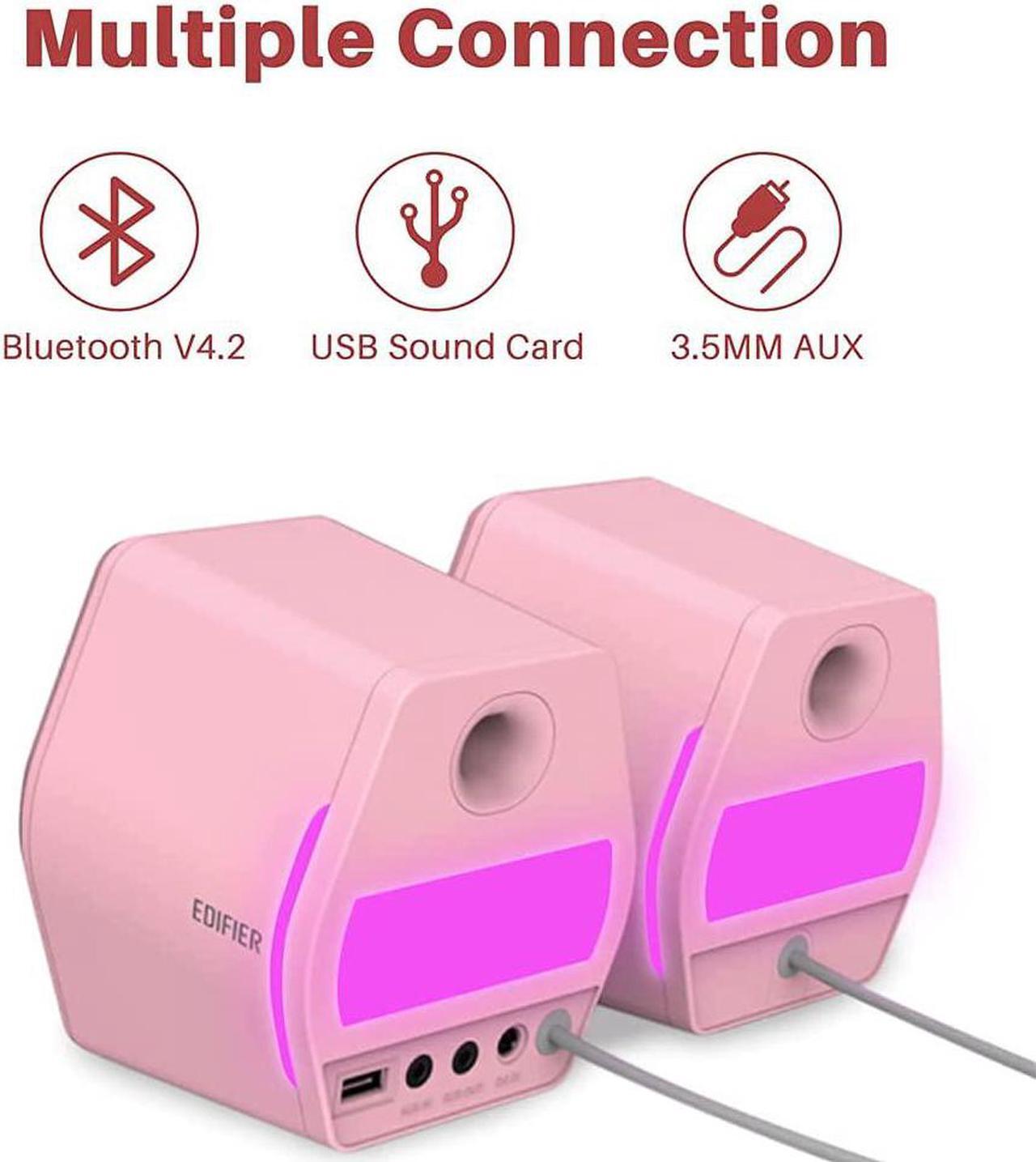 Alt view image 5 of 7 - Edifier G2000 32W PC Computer Speakers for Gaming Desktop PC Laptop Mac Computer Woofer Speakers Bluetooth USB 3.5mm AUX Inputs RGB Lights Multimedia Speakers Pink