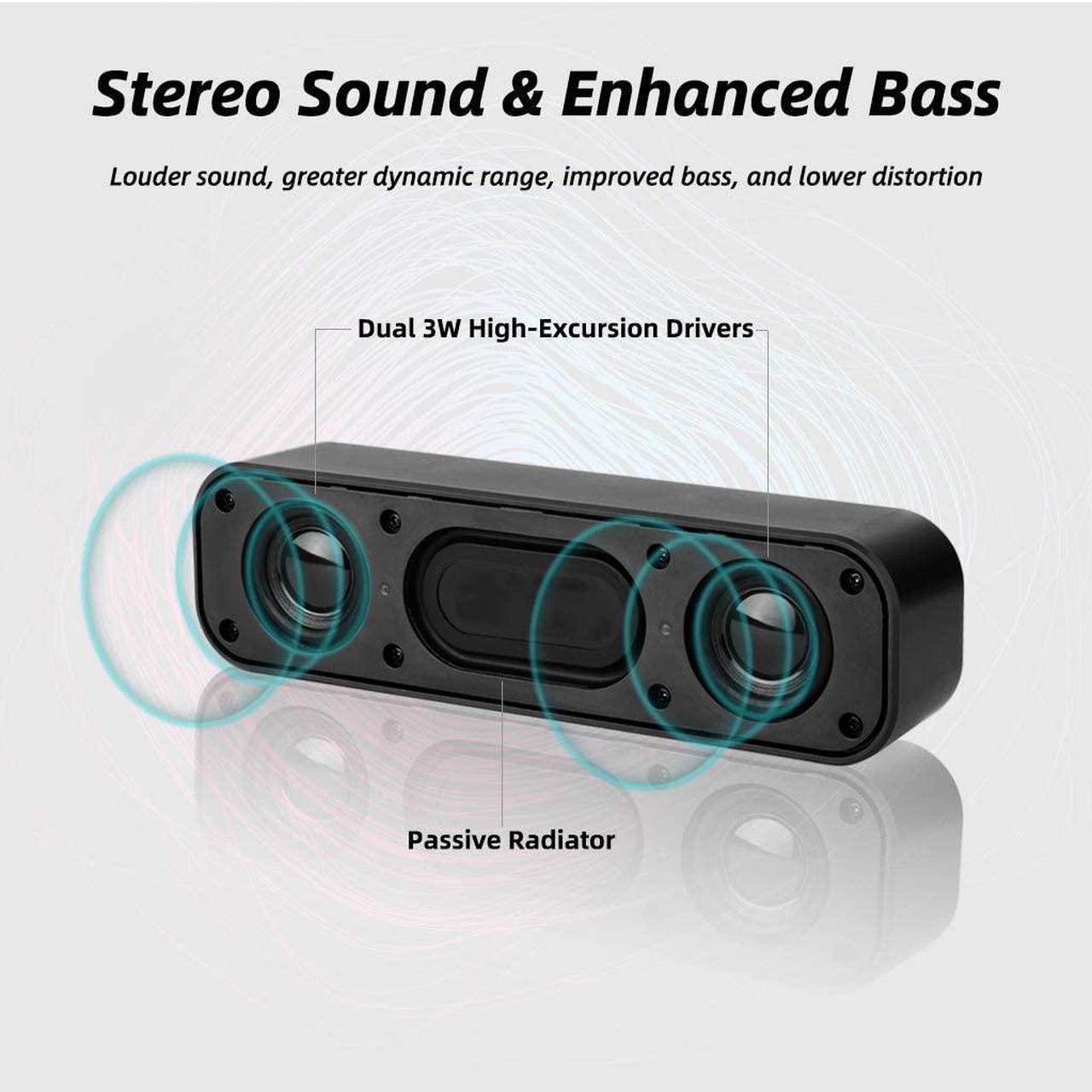 Alt view image 2 of 7 - [Upgraded] USB Computer /Laptop Speaker with Stereo Sound & Enhanced Bass, Portable Mini Sound Bar for Windows PCs, Desktop Computer and Laptops