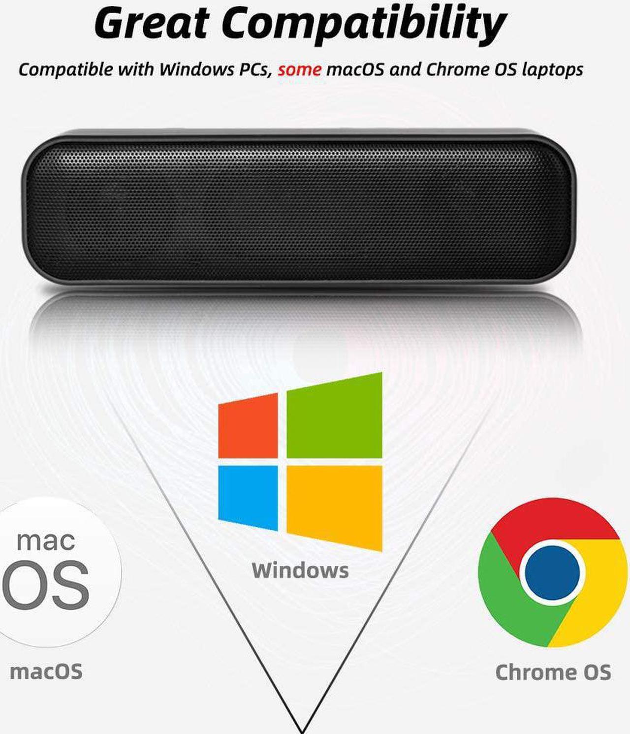 Alt view image 4 of 7 - [Upgraded] USB Computer /Laptop Speaker with Stereo Sound & Enhanced Bass, Portable Mini Sound Bar for Windows PCs, Desktop Computer and Laptops