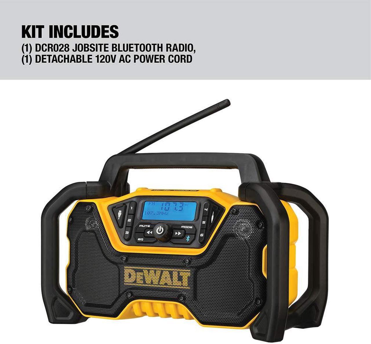 Alt view image 3 of 7 - DEWALT 12V/20V MAX Portable Bluetooth Radio, Cordless, 100 ft Range, 3.5 Subwoofers, Jobsite (DCR028B)