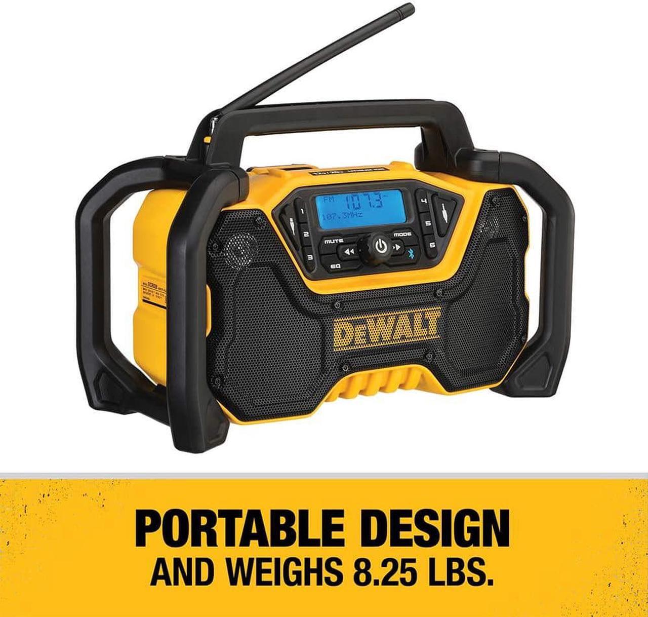 Alt view image 5 of 7 - DEWALT 12V/20V MAX Portable Bluetooth Radio, Cordless, 100 ft Range, 3.5 Subwoofers, Jobsite (DCR028B)