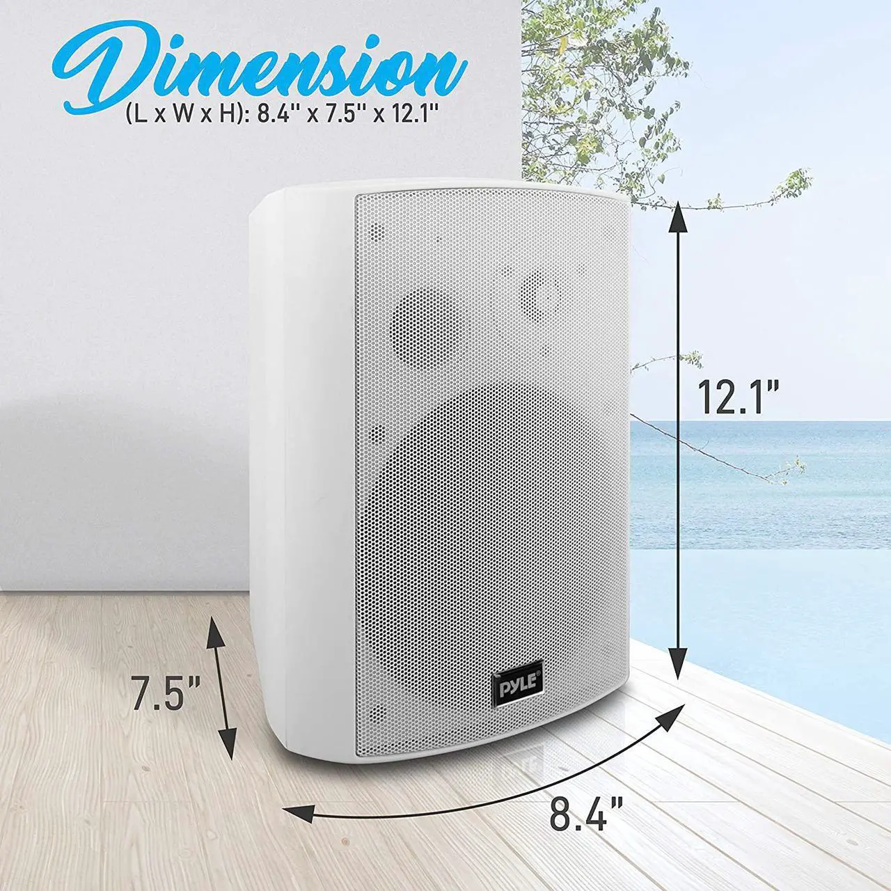 Alt view image 2 of 7 - Outdoor Wall-Mount Patio Stereo Speaker - Waterproof Bluetooth Wireless & No Amplifier Needed - Portable Electric Theater Sound Surround System for Home Party Cabinet Enclosure- Pyle PDWR61BTWT White
