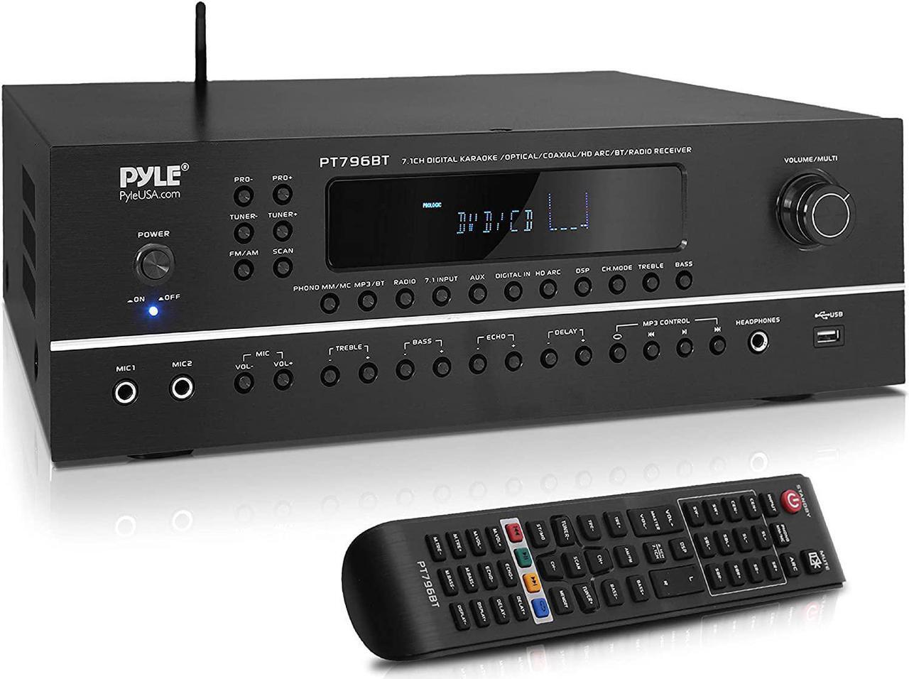 Main image of Pyle 7.1-Channel Hi-Fi Bluetooth Stereo Amplifier - 2000 Watt AV Home Theater Speaker Subwoofer Surround Sound Receiver w/ Radio, USB, RCA, HDMI, MIC IN, Supports 4K UHD TV, 3D, Blu-Ray - PT796BT