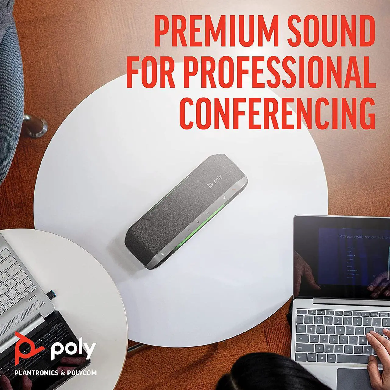 Alt view image 3 of 7 - Poly - Sync 40 Smart Speakerphone (Plantronics) - Flexible Work Spaces - Connect to PC/Mac via Combined USB-A/USB-C Cable and Smartphones via Bluetooth - Works with Teams, Zoom & more,Black