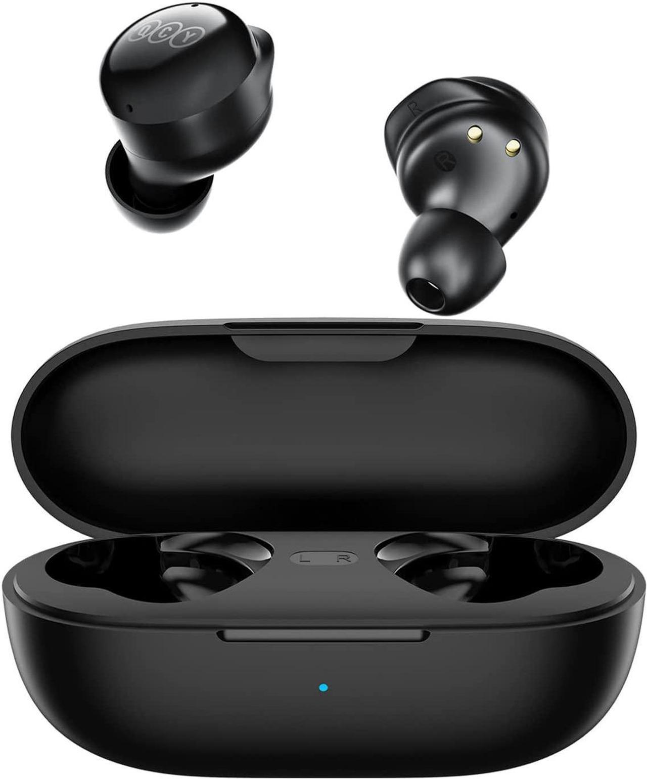 Bluetooth Earbuds QCY T17 Wireless Earbuds with Charging Case Waterproof Stereo Headphones in Ear Built in Mic Headset Touch Control Premium Sound for iPhone Android, Black