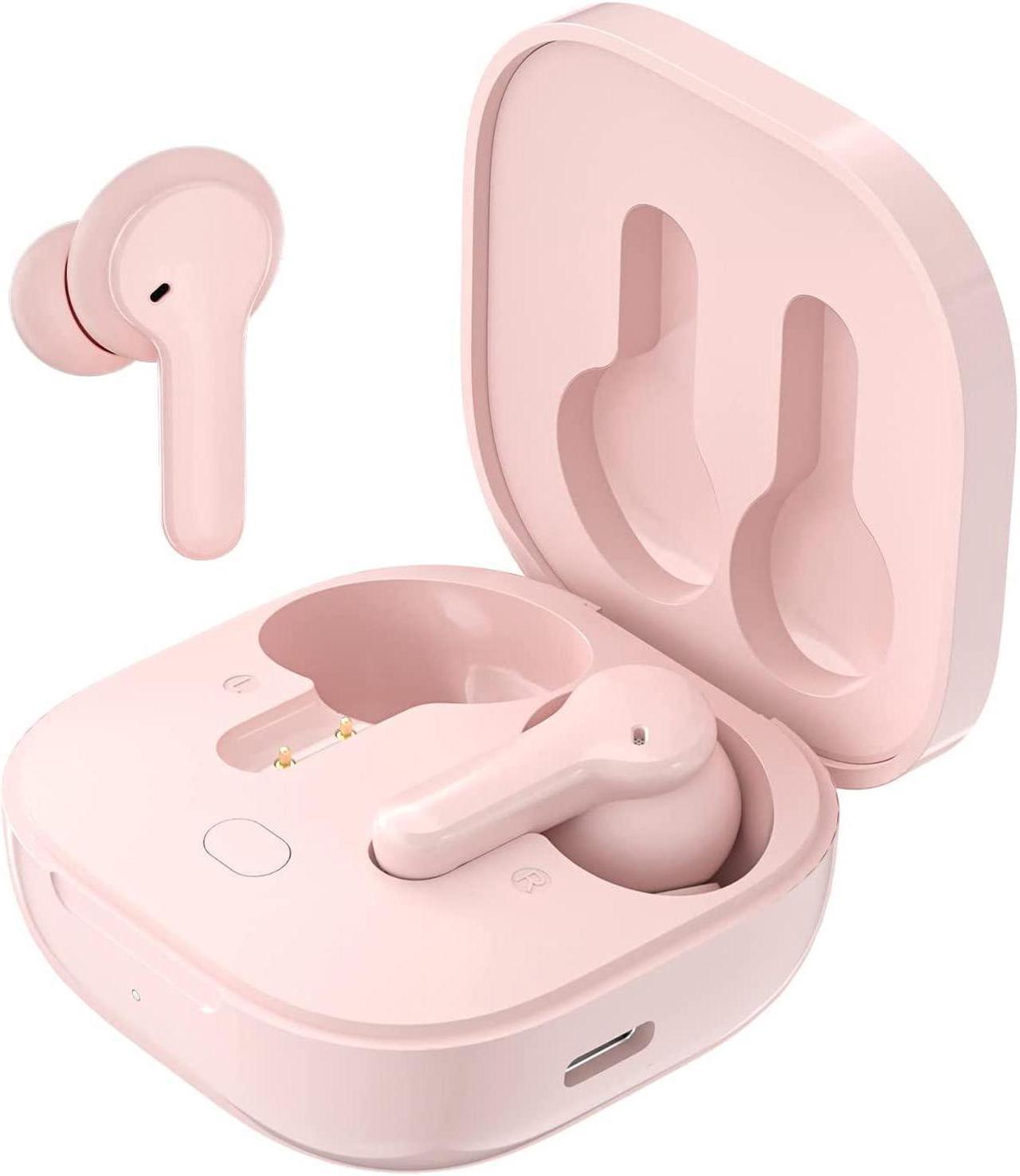 QCY T13 True Wireless Earbuds Bluetooth 5.1 Headphones Touch Control with Wireless Charging Case Waterproof Stereo Earphones in-Ear Built-in Mic Headset 40H Playtime (Pink)