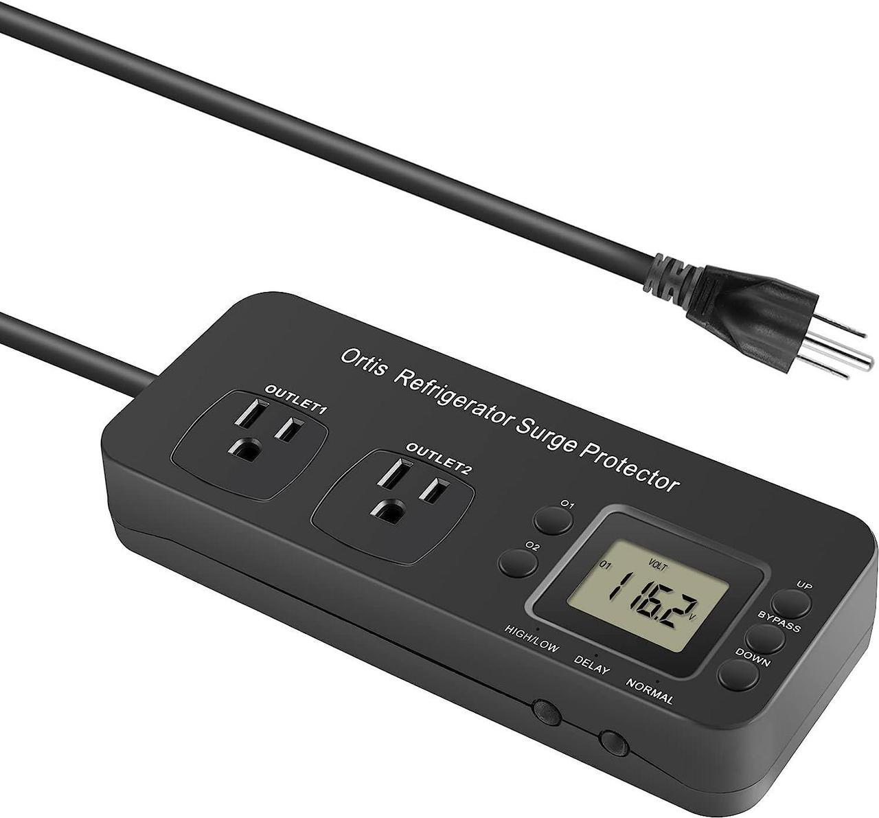 Main image of Refrigerator Surge Protector, Ortis Double Outlet Electronic Surge Protector for Home Appliances with Time Delay & Real-Time Electricity Usage Monitor, Protects All Voltage Abnormalities