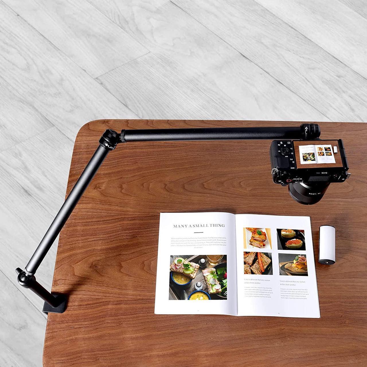 Alt view image 5 of 7 - LS08 Flexible Overhead Camera Mount Desk Stand, Webcam Stand Microphone Boom Arm Tabletop Photography Videography Live Stream Table clamp Mount