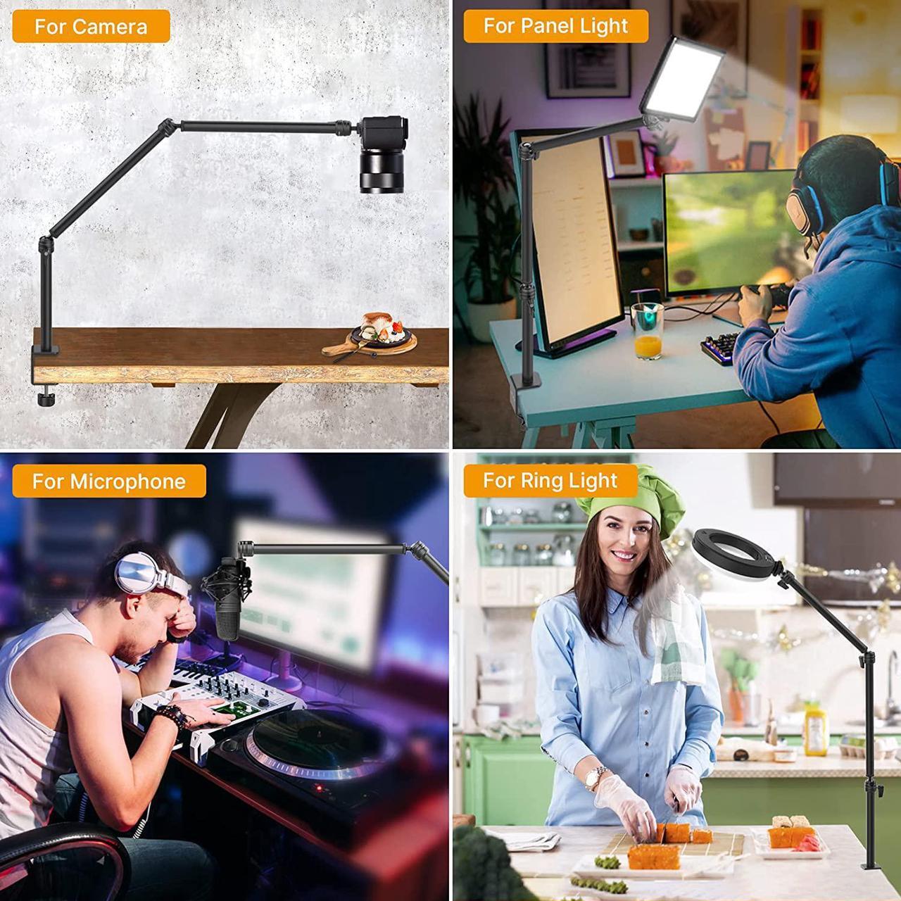 Alt view image 6 of 7 - LS08 Flexible Overhead Camera Mount Desk Stand, Webcam Stand Microphone Boom Arm Tabletop Photography Videography Live Stream Table clamp Mount