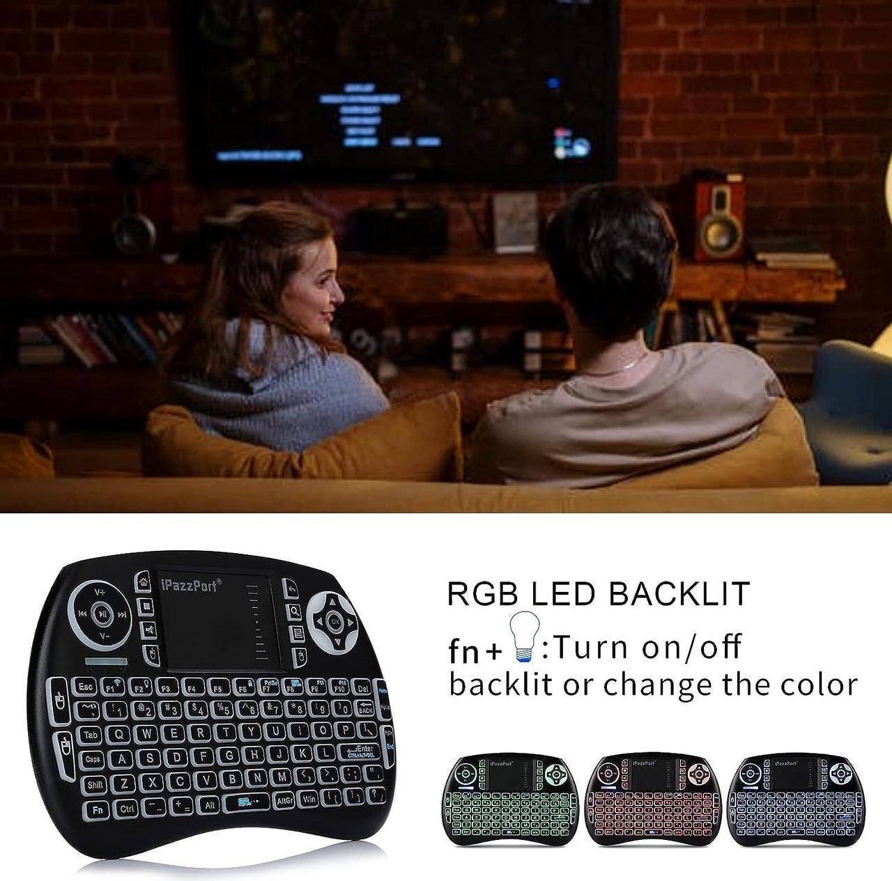 Alt view image 3 of 7 - iPazzPort Backlit Mini Wireless Keyboard with Touchpad, 2.4G Bluetooth Keyboard for Fire TV/Android TV Box/PC, Rechargeable & Portable 21SM