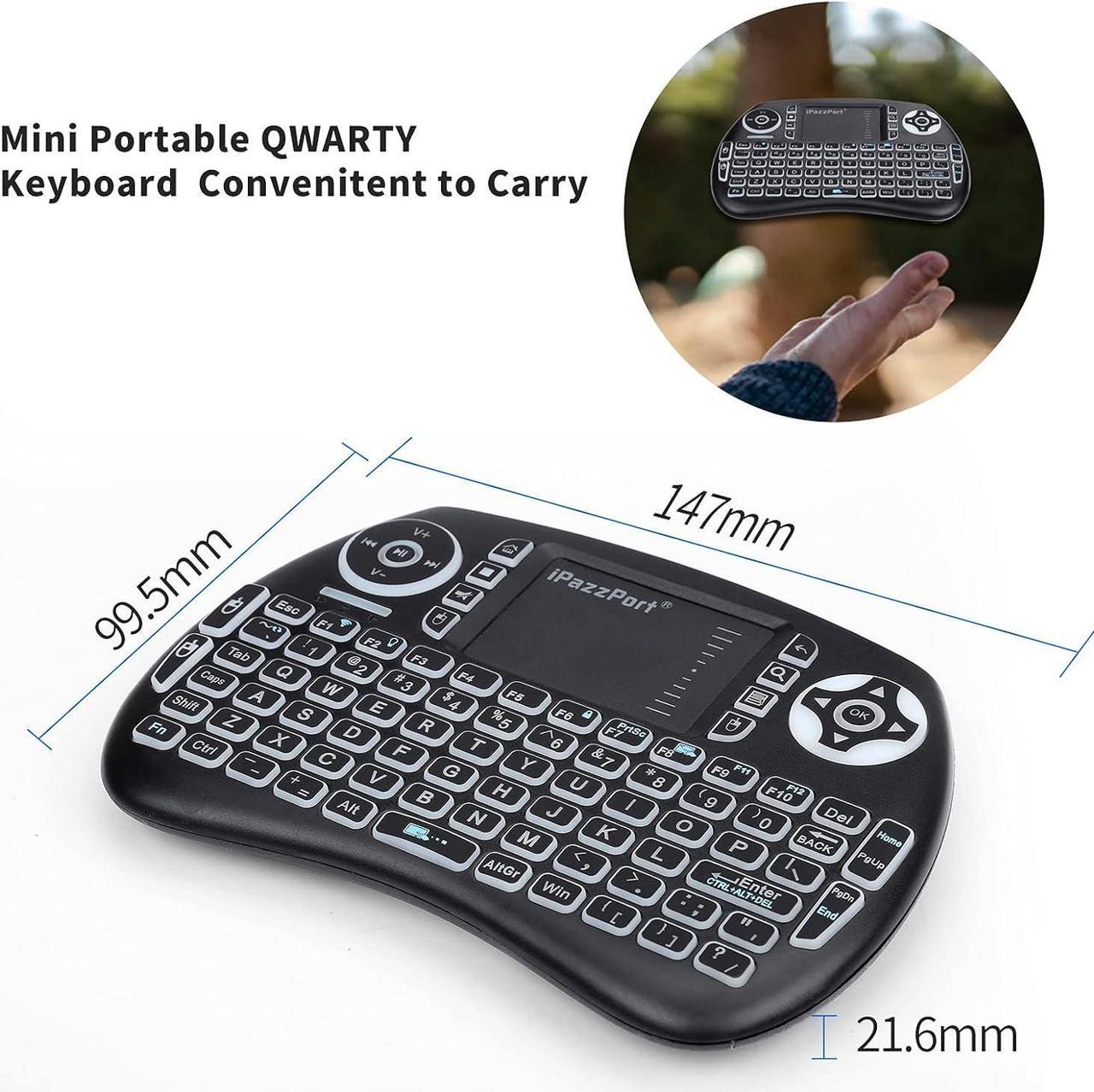 Alt view image 7 of 7 - iPazzPort Backlit Mini Wireless Keyboard with Touchpad, 2.4G Bluetooth Keyboard for Fire TV/Android TV Box/PC, Rechargeable & Portable 21SM
