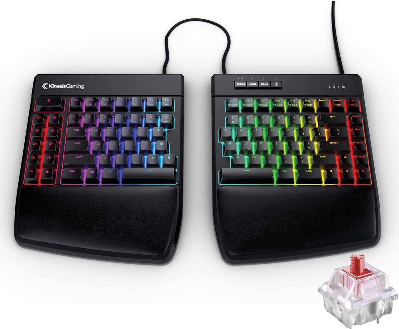 Main image of KINESIS Gaming Freestyle Edge RGB Split Mechanical Keyboard | Cherry MX Linear Red Switches | RGB | Ergonomic | Detachable Palm Support | Fully Programmable | TKL | Available Tenting