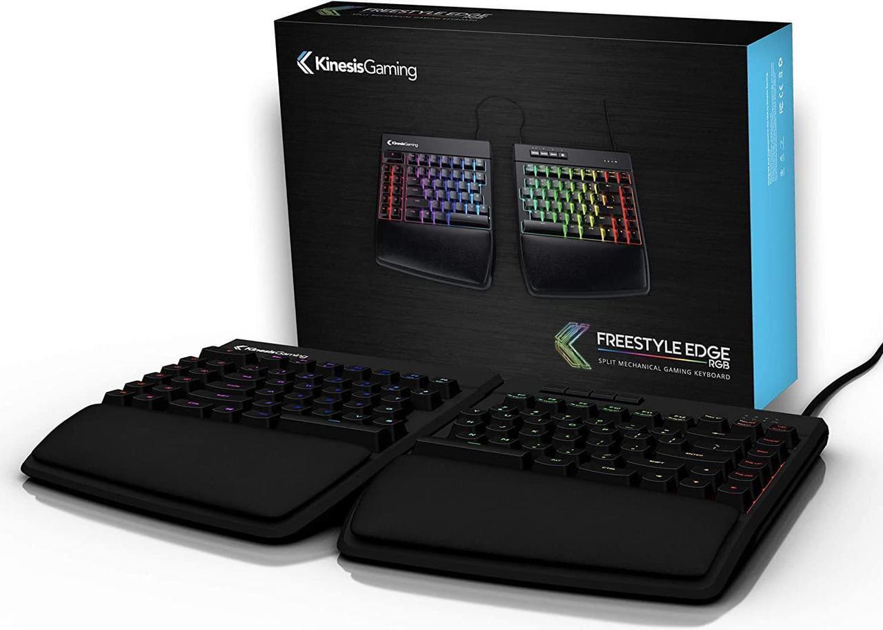 Alt view image 3 of 7 - KINESIS Gaming Freestyle Edge RGB Split Mechanical Keyboard | Cherry MX Linear Red Switches | RGB | Ergonomic | Detachable Palm Support | Fully Programmable | TKL | Available Tenting