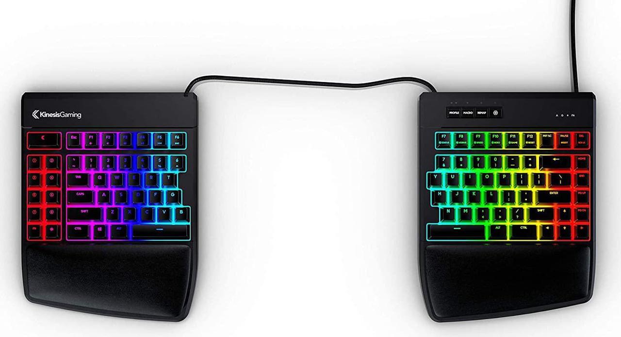 Alt view image 5 of 7 - KINESIS Gaming Freestyle Edge RGB Split Mechanical Keyboard | Cherry MX Linear Red Switches | RGB | Ergonomic | Detachable Palm Support | Fully Programmable | TKL | Available Tenting