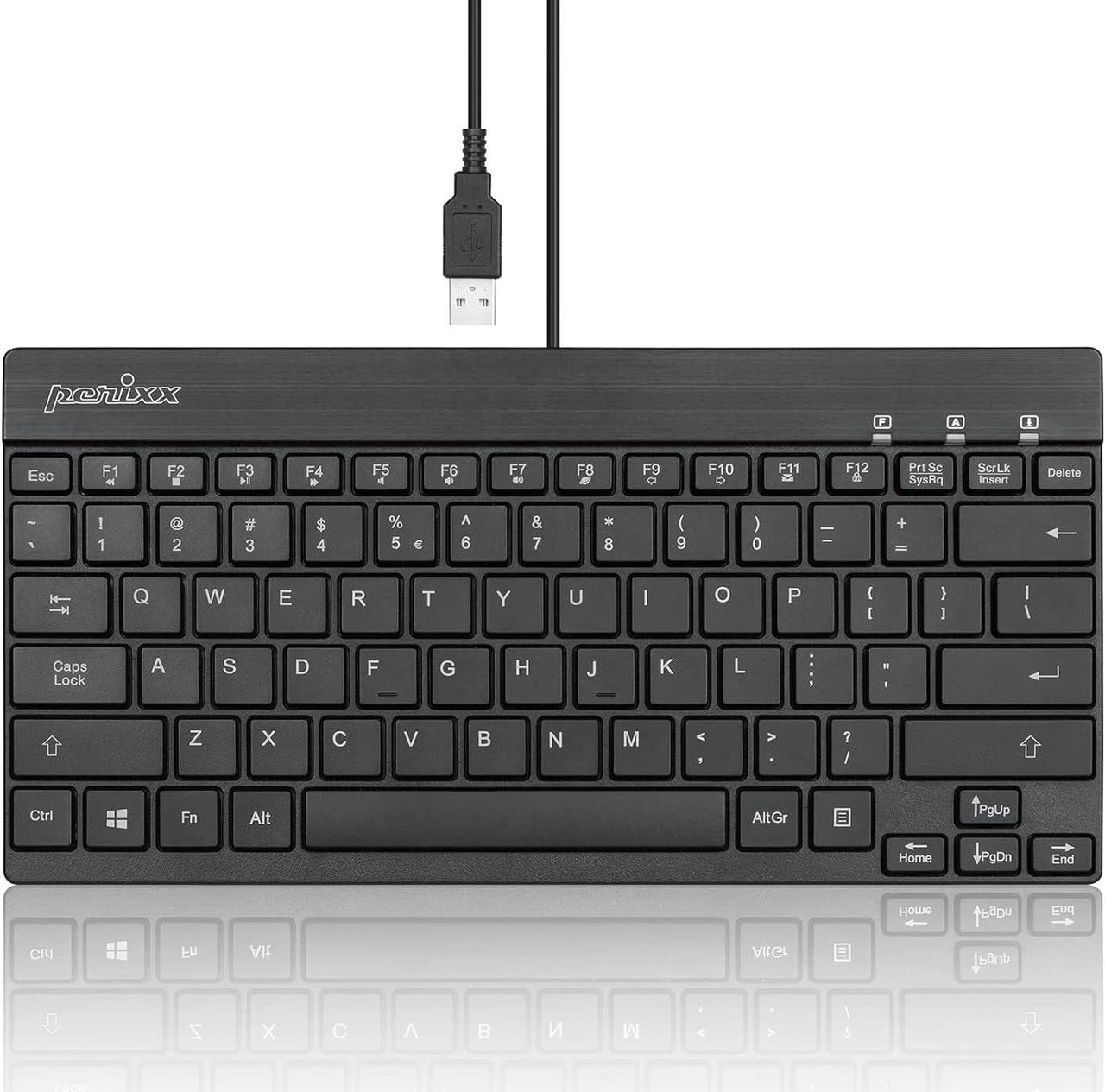 Perixx PERIBOARD-426 Wired Mini Low Profile Keyboard (Wired USB), US English Layout (11665)