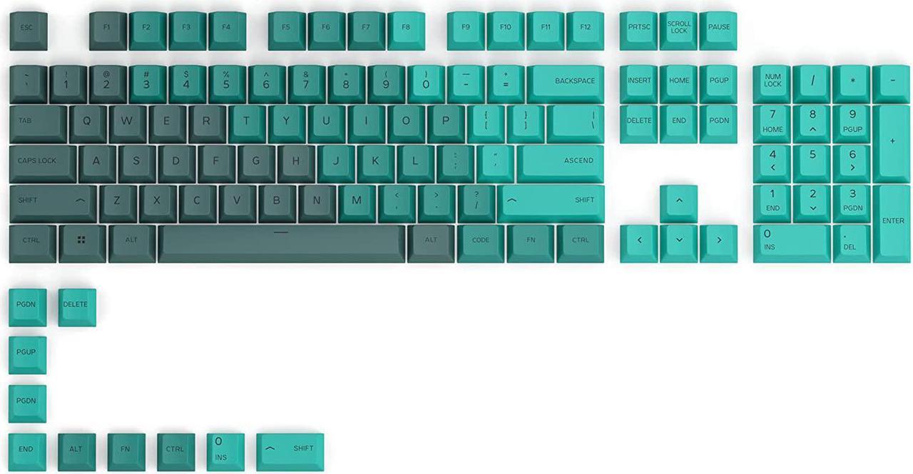 Glorious GPBT Dye Sublimated Keycaps (Rain Forest) - Thick PBT Plastic 114 Keycap Set for 100% Full Size, 85% 80% TKL, 60% Compact, 75% Mechanical Keyboards