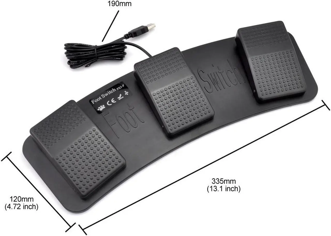 Alt view image 5 of 7 - iKKEGOL Mechanical USB Foot Control Action Three 3 Triple Switch Pedal HID free Drive for Game Keyboard Mouse PC laptop