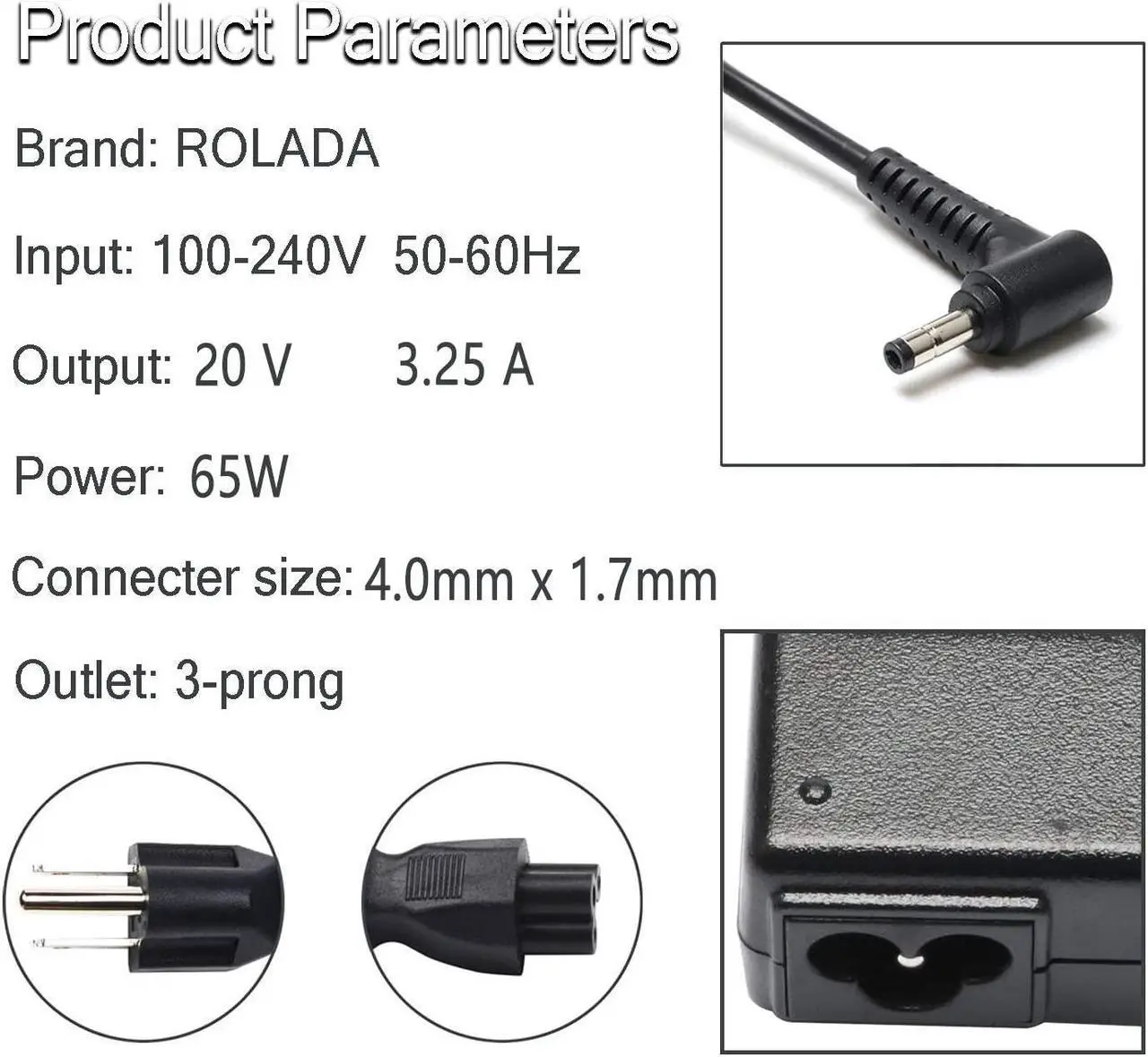 Alt view image 2 of 6 - 65W AC Adapter Laptop Wall Charger for Lenovo IdeaPad Flex 4 5 6 1470 1480 1570 1580 Lenovo Ideapad 110 110s 310 320 330 330s 510 520 530s 710sYOGA 710 510 Laptops Power Supply Cord