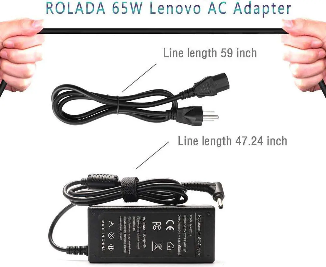 Alt view image 6 of 6 - 65W AC Adapter Laptop Wall Charger for Lenovo IdeaPad Flex 4 5 6 1470 1480 1570 1580 Lenovo Ideapad 110 110s 310 320 330 330s 510 520 530s 710sYOGA 710 510 Laptops Power Supply Cord