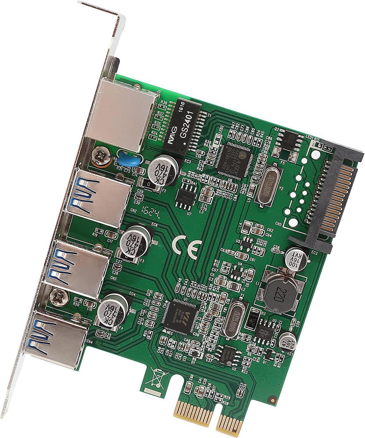 Syba SD-PEX50100 3 Port USB 3.1 Gen 1 and Gigabit Ethernet PCI-e 2.0 x1 Card