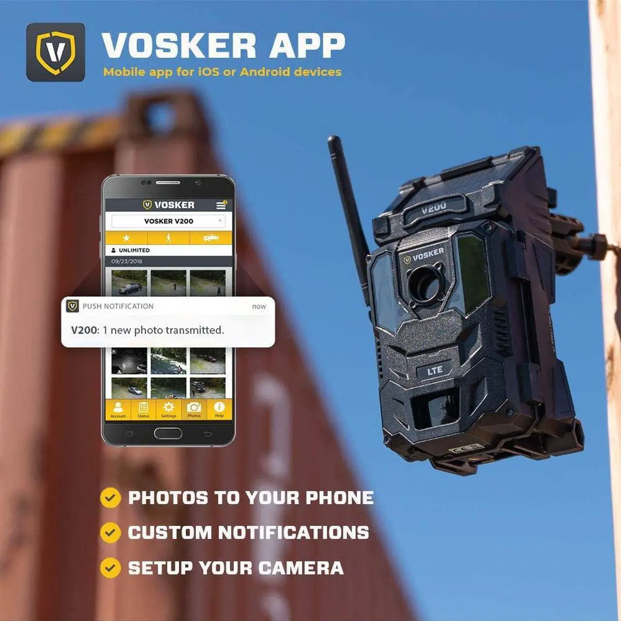 Alt view image 5 of 6 - Vosker V200 | Outdoor Security Camera | Built-in Solar Panel | Cellular LTE, Wireless, Weatherproof, No Wi-Fi Required | Motion Activated HD Surveillance Cameras | Mobile Phone Push Notifications