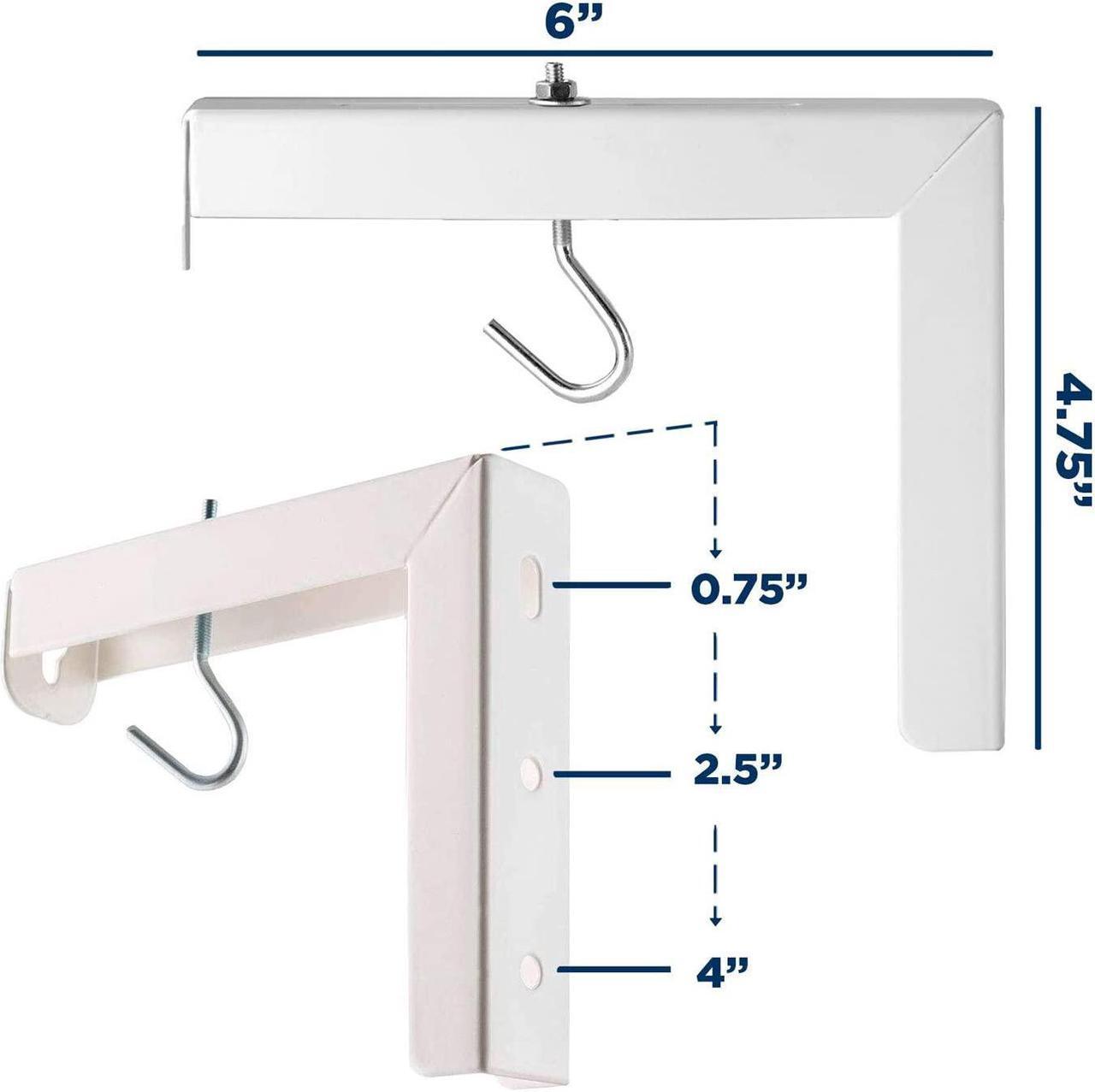 Alt view image 7 of 7 - Projector Screen Wall Mount L-Brackets - Wall Hanging Bracket For Home Projector and Movie Screens 6 inch Adjustable Mounting Hooks for Projection Screen 1 Pair White 66 Lb Capacity Each