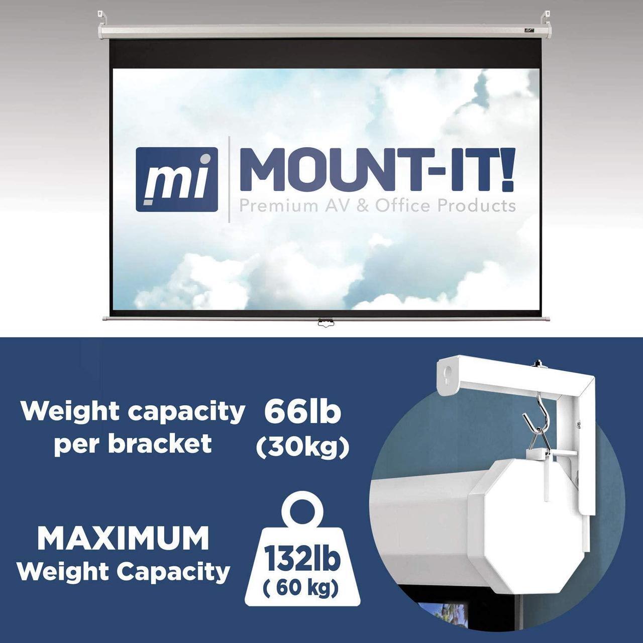 Alt view image 4 of 7 - Projector Screen Wall Mount L-Brackets - Wall Hanging Bracket For Home Projector and Movie Screens 6 inch Adjustable Mounting Hooks for Projection Screen 1 Pair White 66 Lb Capacity Each