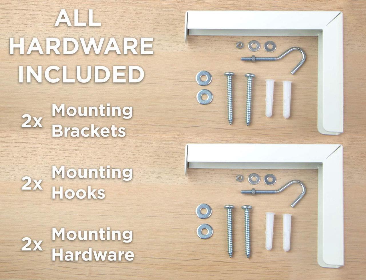 Alt view image 5 of 7 - Projector Screen Wall Mount L-Brackets - Wall Hanging Bracket For Home Projector and Movie Screens 6 inch Adjustable Mounting Hooks for Projection Screen 1 Pair White 66 Lb Capacity Each