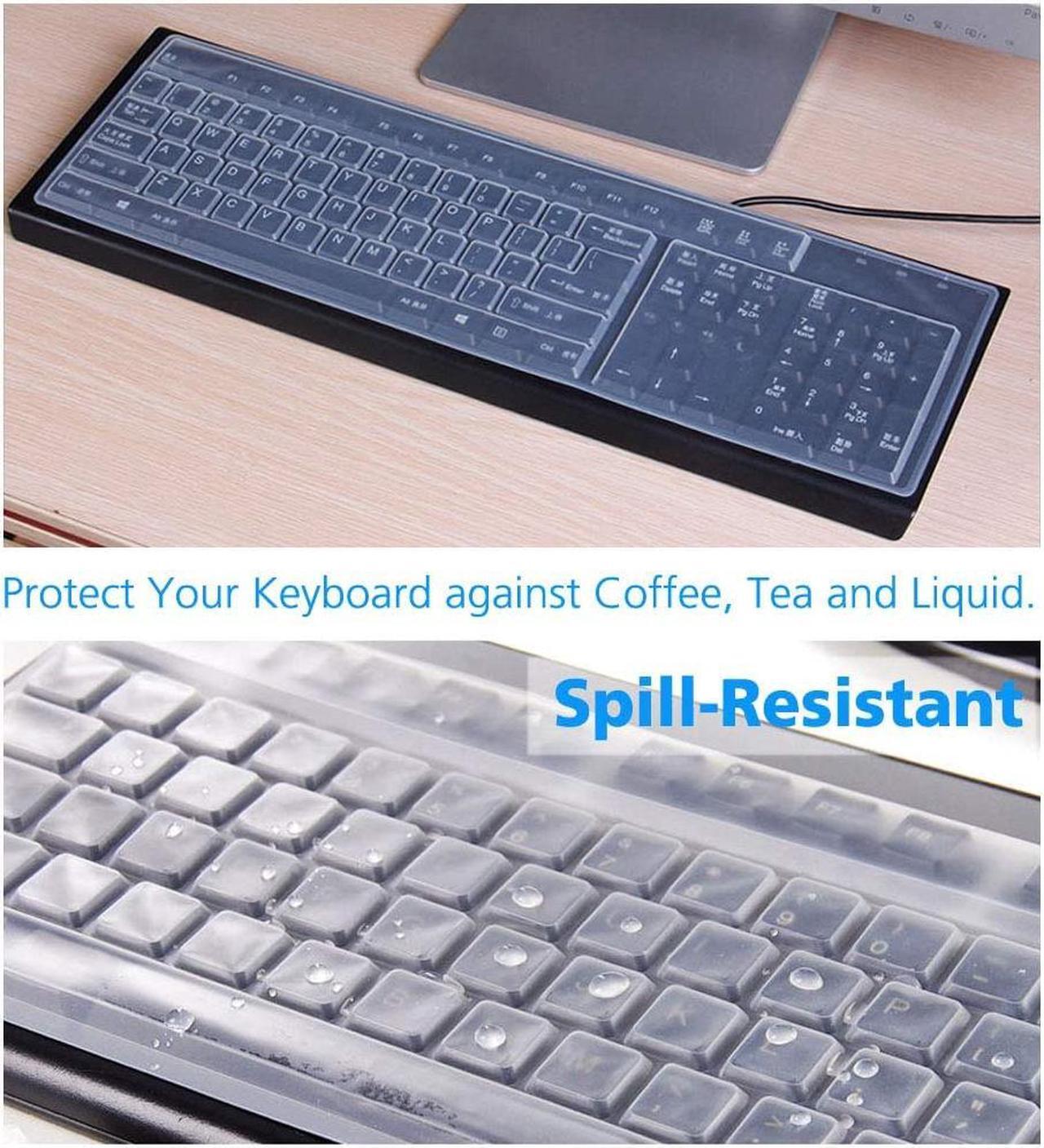 Alt view image 5 of 7 - Reusable Waterproof Keyboard Covers, Universal Clear Keyboard Skin Protector Dust Cover for 104/108 Keys Standard Desktop Keyboard (10 Pack)