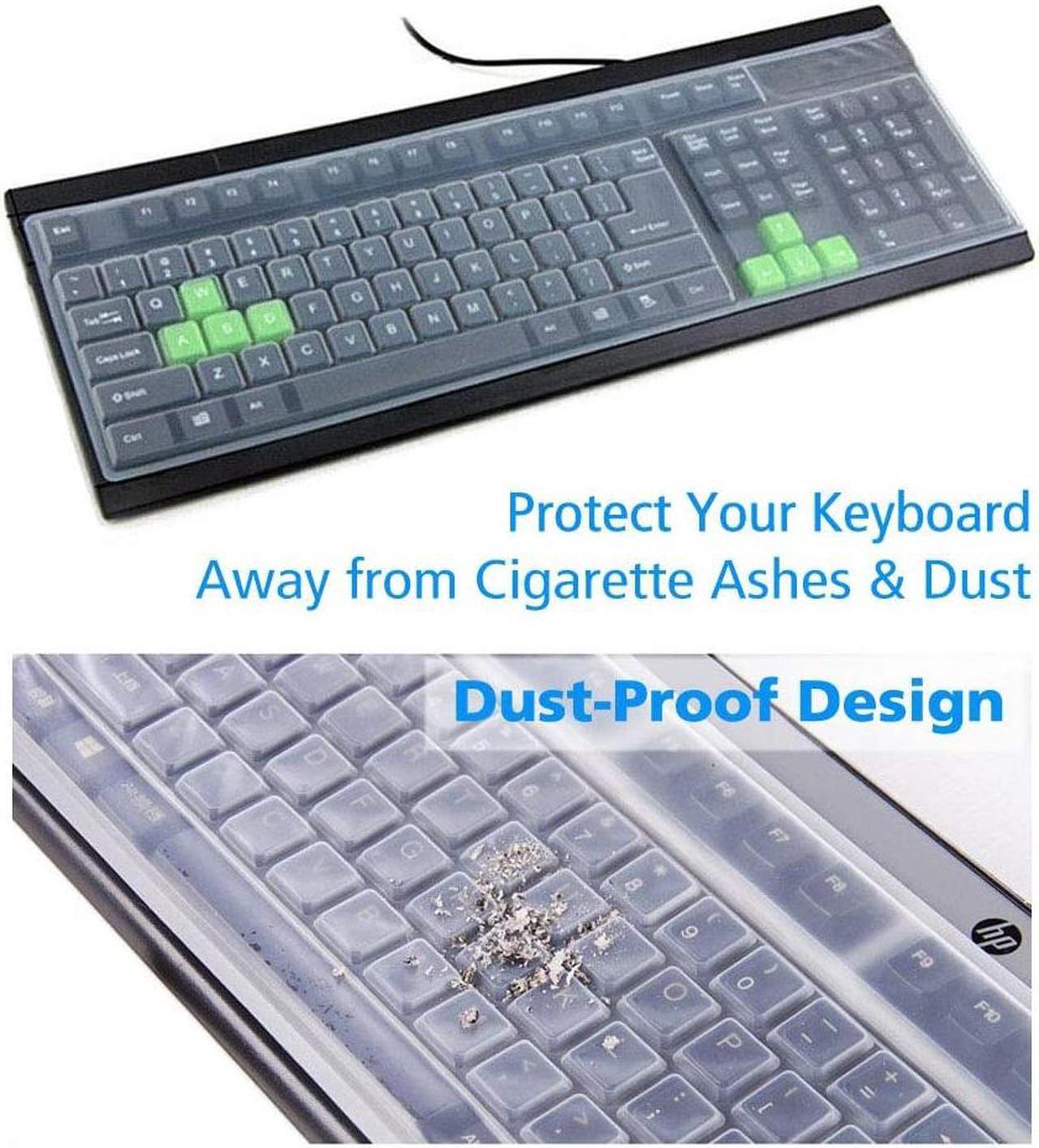Alt view image 6 of 7 - Reusable Waterproof Keyboard Covers, Universal Clear Keyboard Skin Protector Dust Cover for 104/108 Keys Standard Desktop Keyboard (10 Pack)