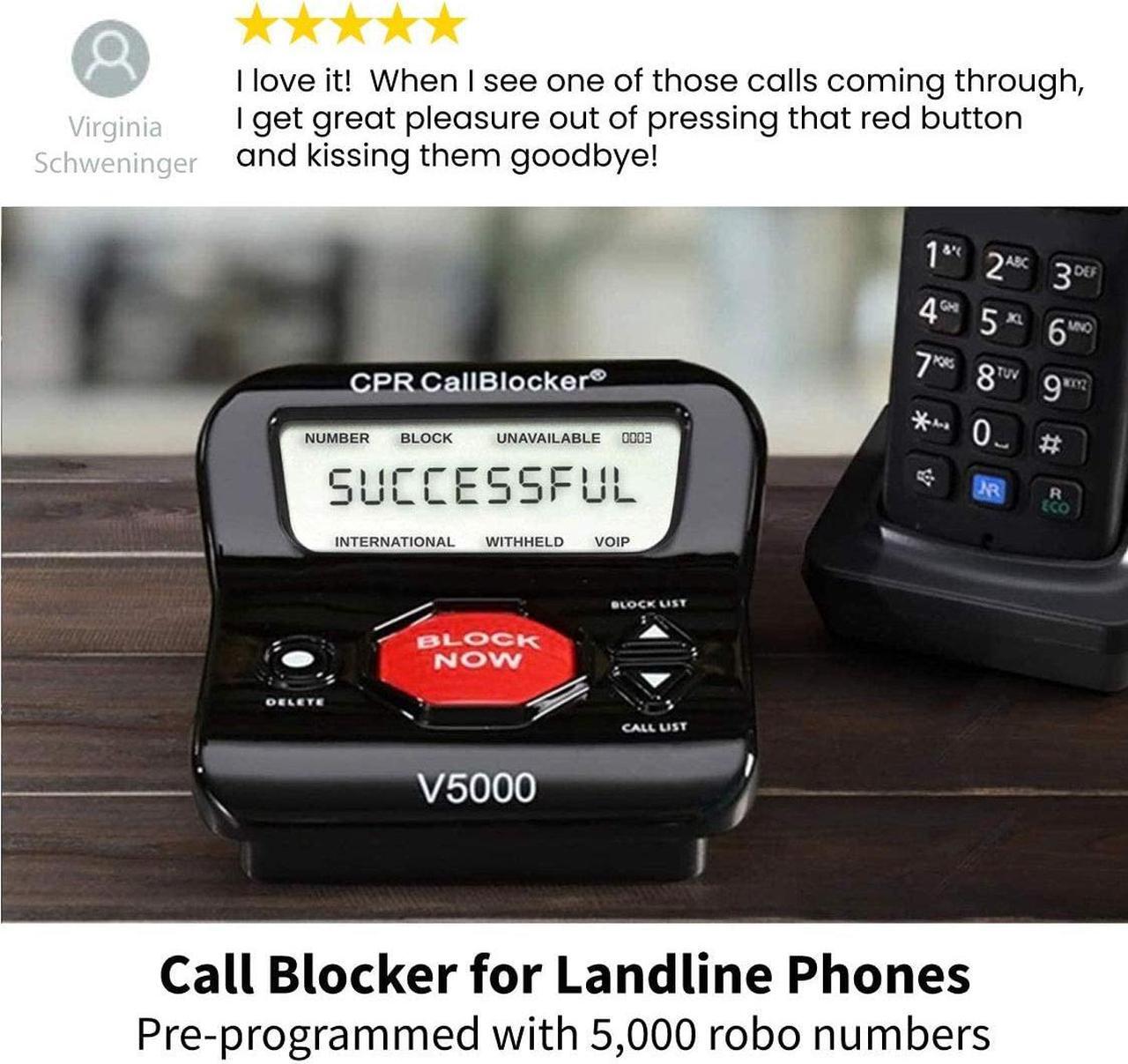 Alt view image 9 of 14 - CPR V5000 Landline Call Blocker, Block 5000 Known and 1500 Additional Scam Robocall. Block All Robocalls, Political Calls, Private Calls at a Touch of a Button