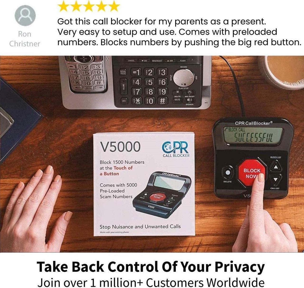 Alt view image 3 of 14 - CPR V5000 Landline Call Blocker, Block 5000 Known and 1500 Additional Scam Robocall. Block All Robocalls, Political Calls, Private Calls at a Touch of a Button