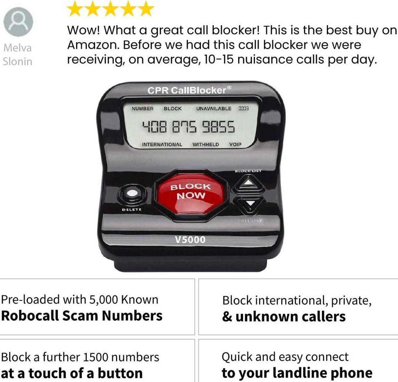 Alt view image 8 of 14 - CPR V5000 Landline Call Blocker, Block 5000 Known and 1500 Additional Scam Robocall. Block All Robocalls, Political Calls, Private Calls at a Touch of a Button